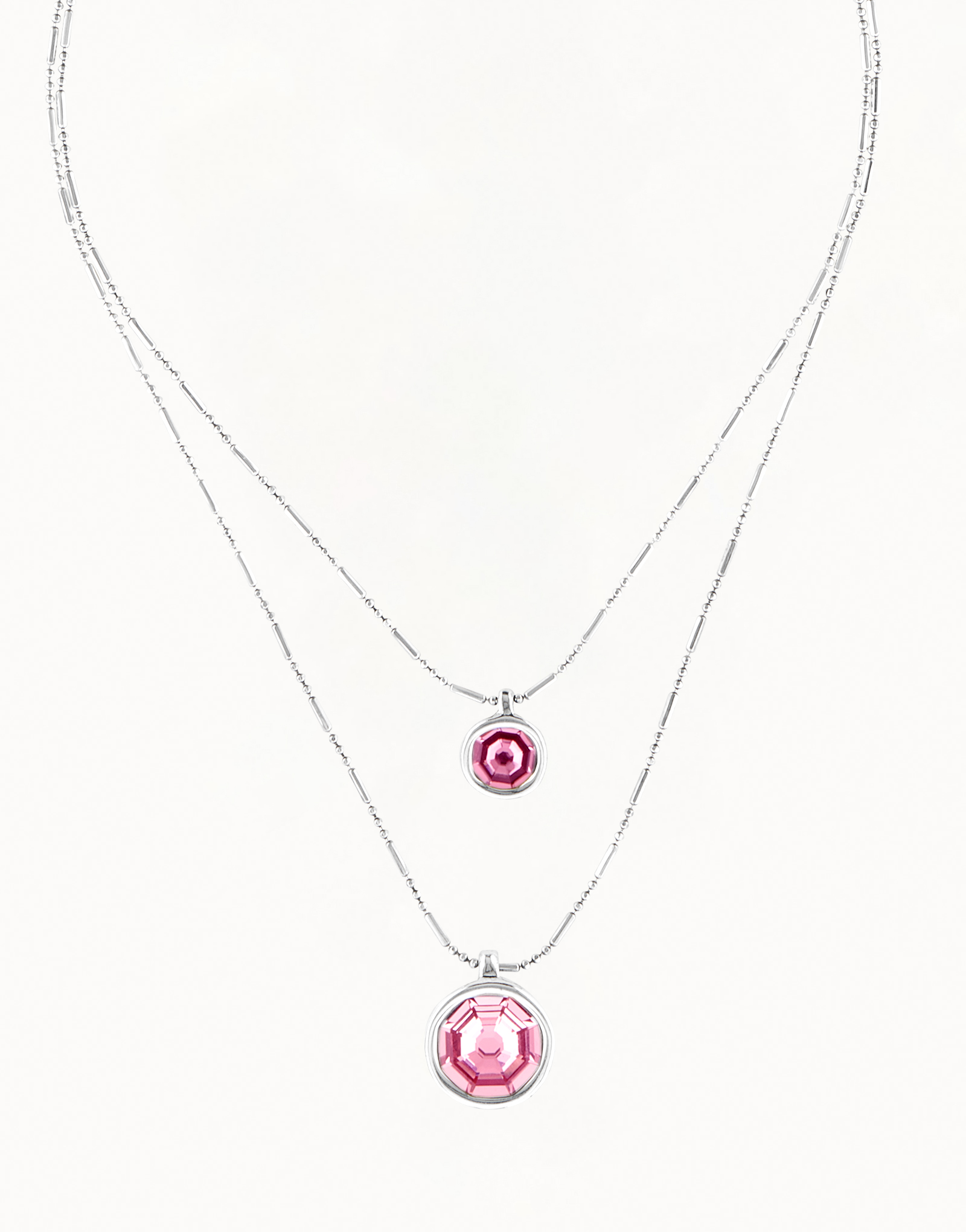 Multi strand long chain pendant necklace, Silver, large thumbnail