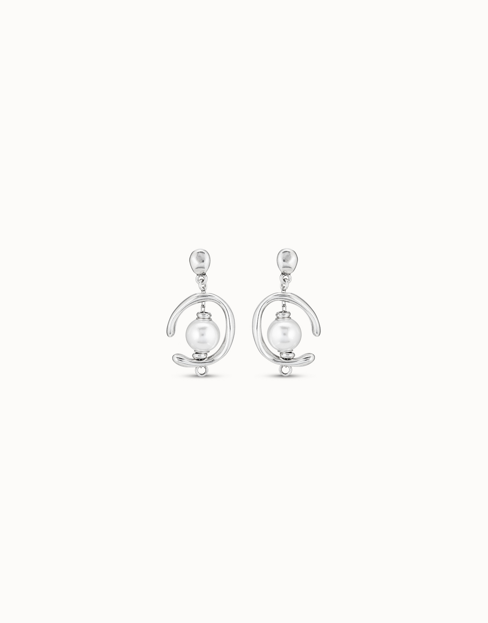 Drop earrings with pearl, Silver, large thumbnail