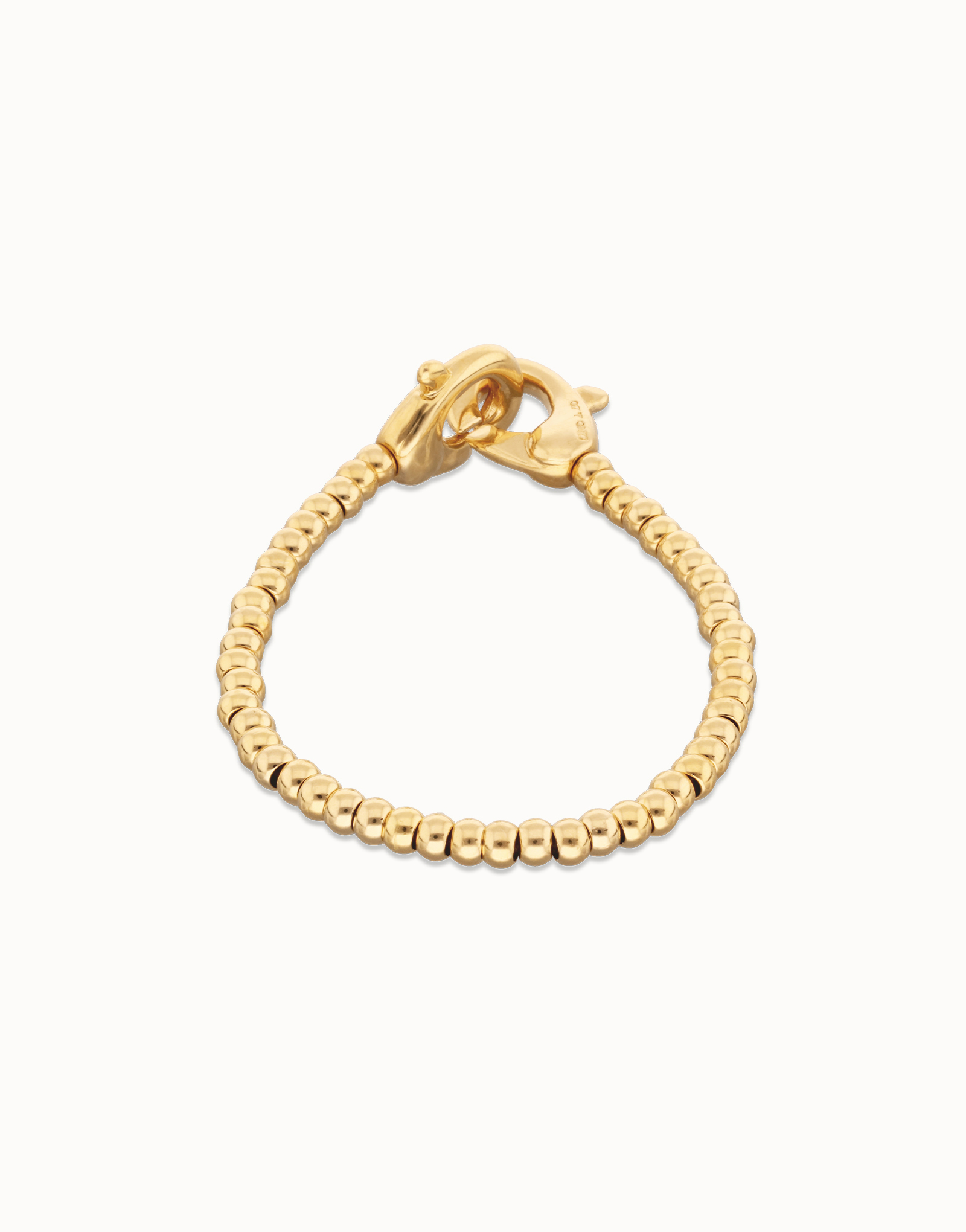 Small beads bracelet with interlocking carabiner, Golden, large thumbnail