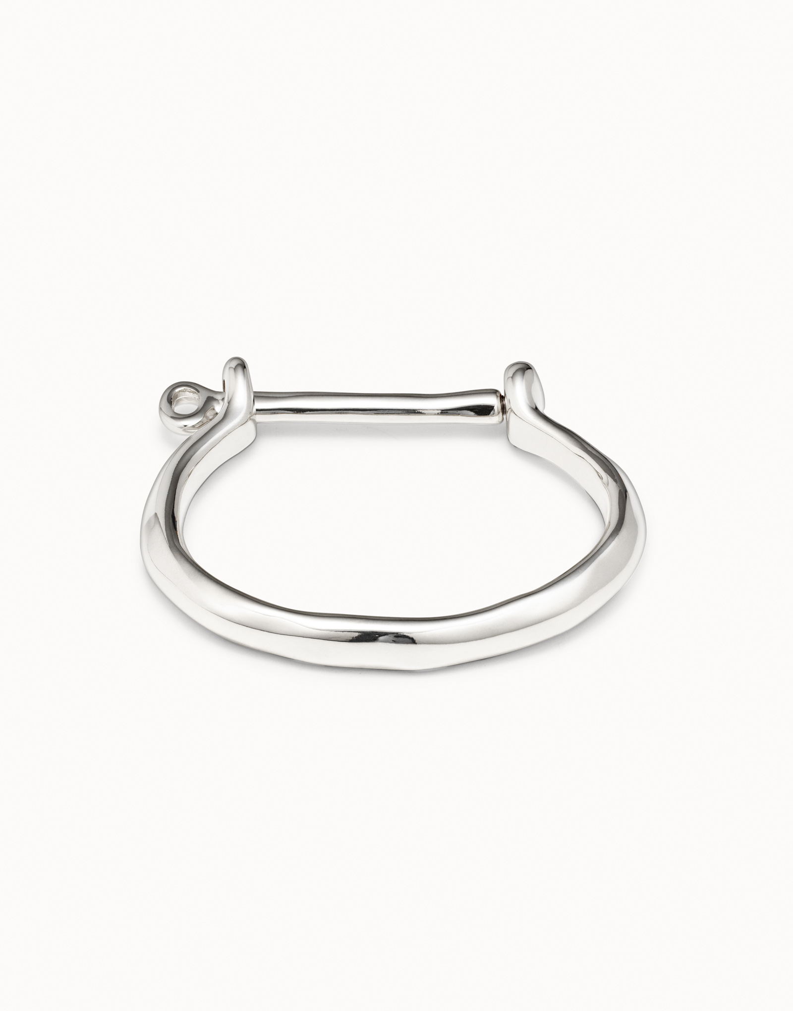 Bangle bracelet with a shackle shaped clasp, Silver, large thumbnail