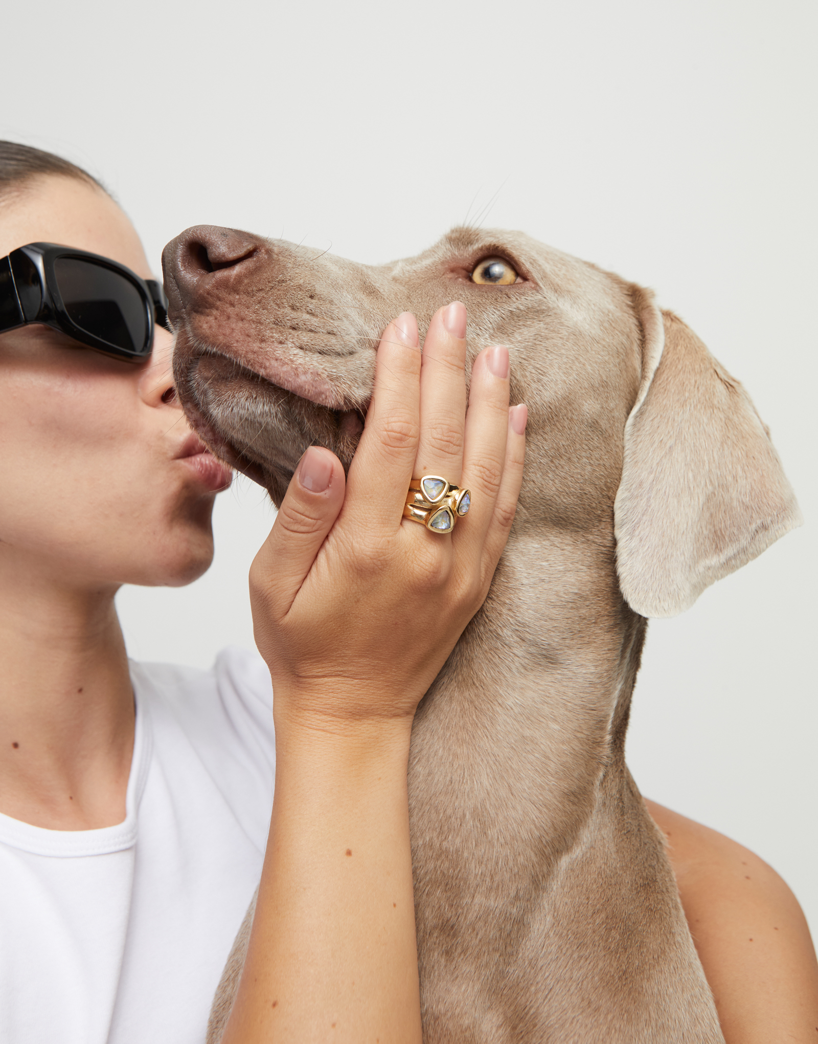 Ring with multicolor crystals, Golden, large thumbnail