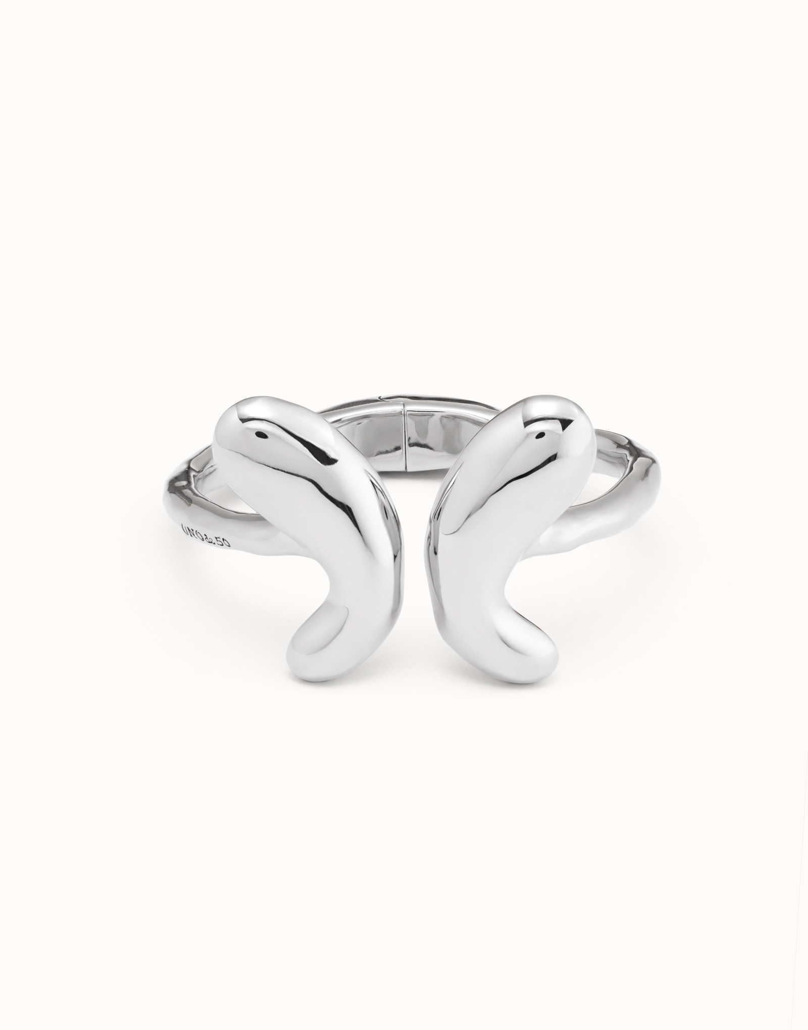 Bangle bracelet  with a central butterfly, Silver, large thumbnail