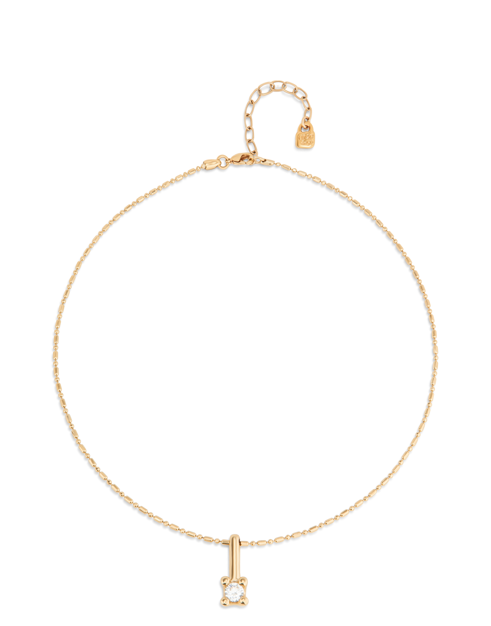 Short chain necklace with white cubic zirconia, Golden, large thumbnail