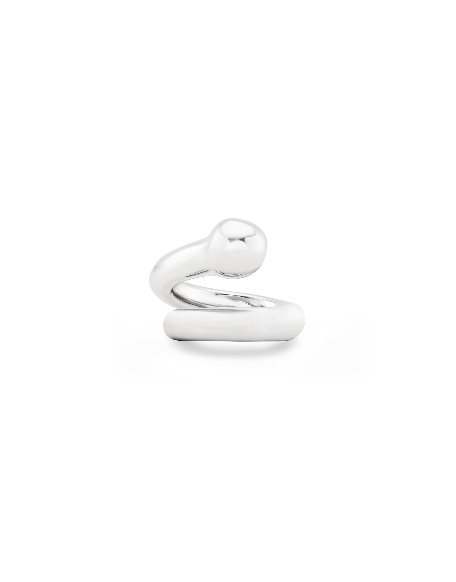 Open ring with a sphere, Silver, large thumbnail