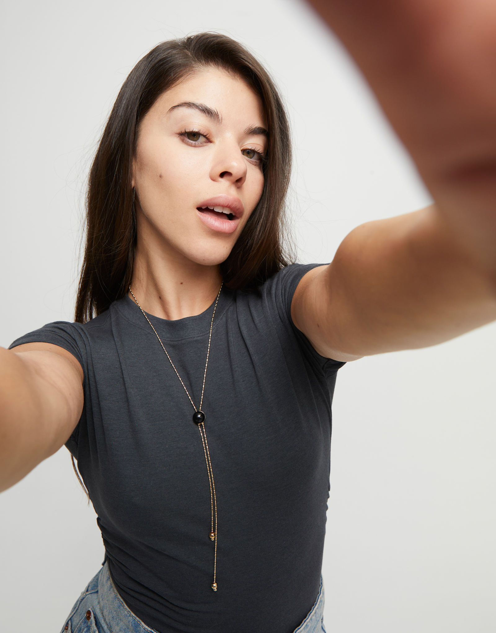 Ciondolo lungo placcato oro 18k con catenina regolabile e cristallo di Murano, Dorado, large thumbnail