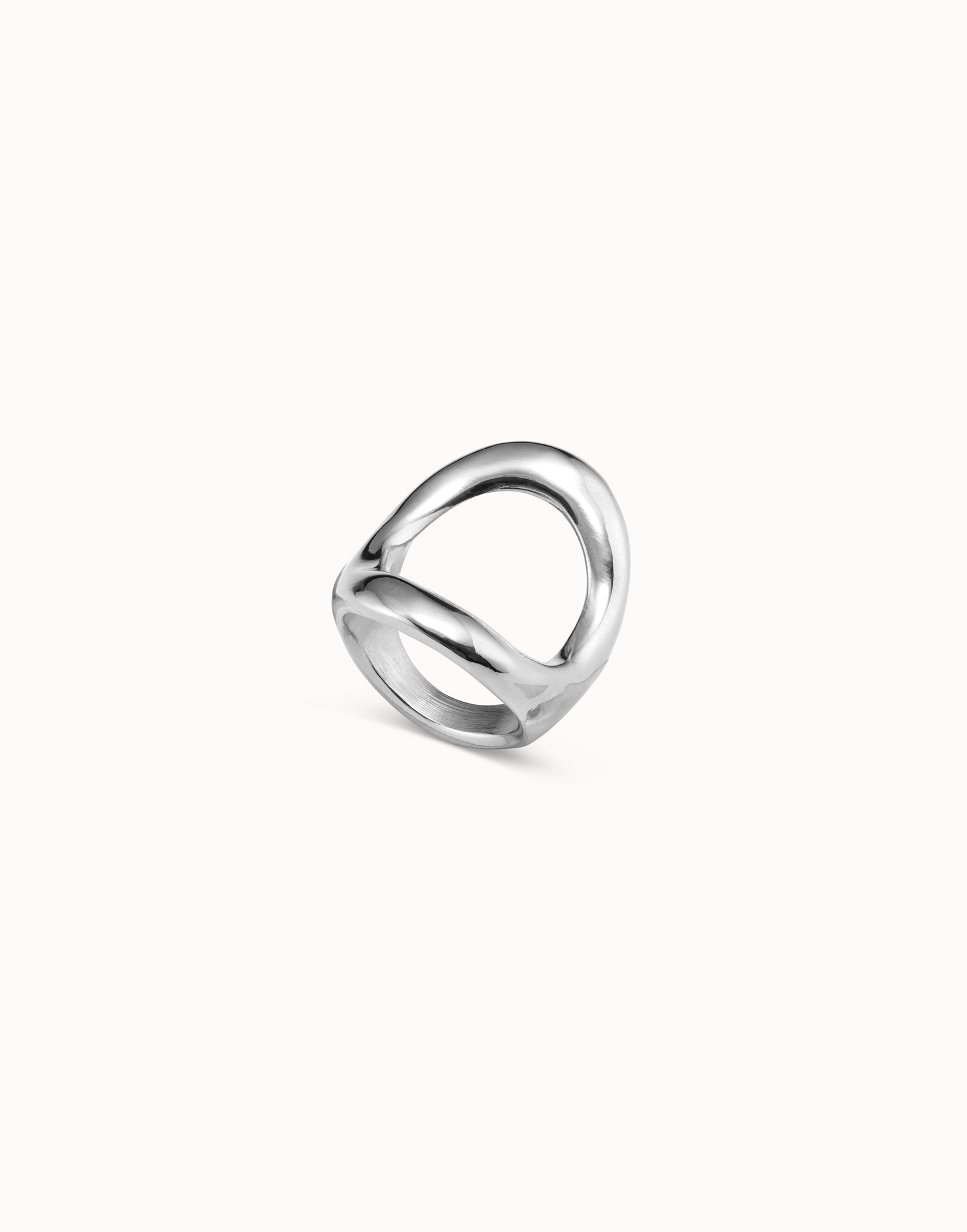 Ring with large central oval, Silver, large thumbnail