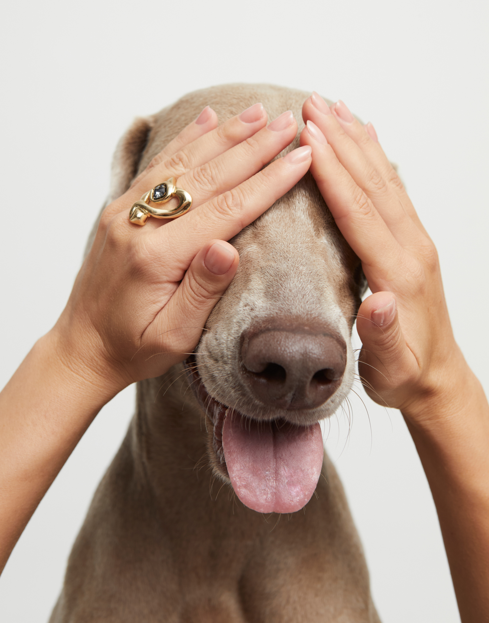 Ring with heart and central black crystal, Golden, large thumbnail