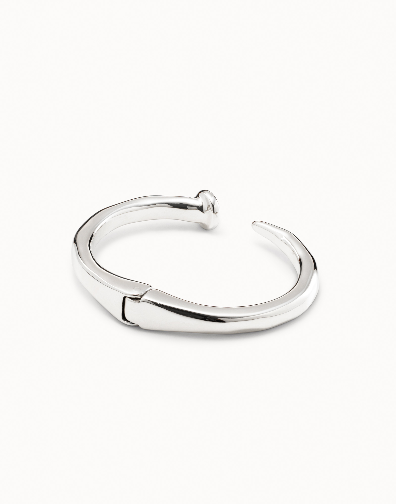 Nail shaped bangle bracelet, Silver, large thumbnail