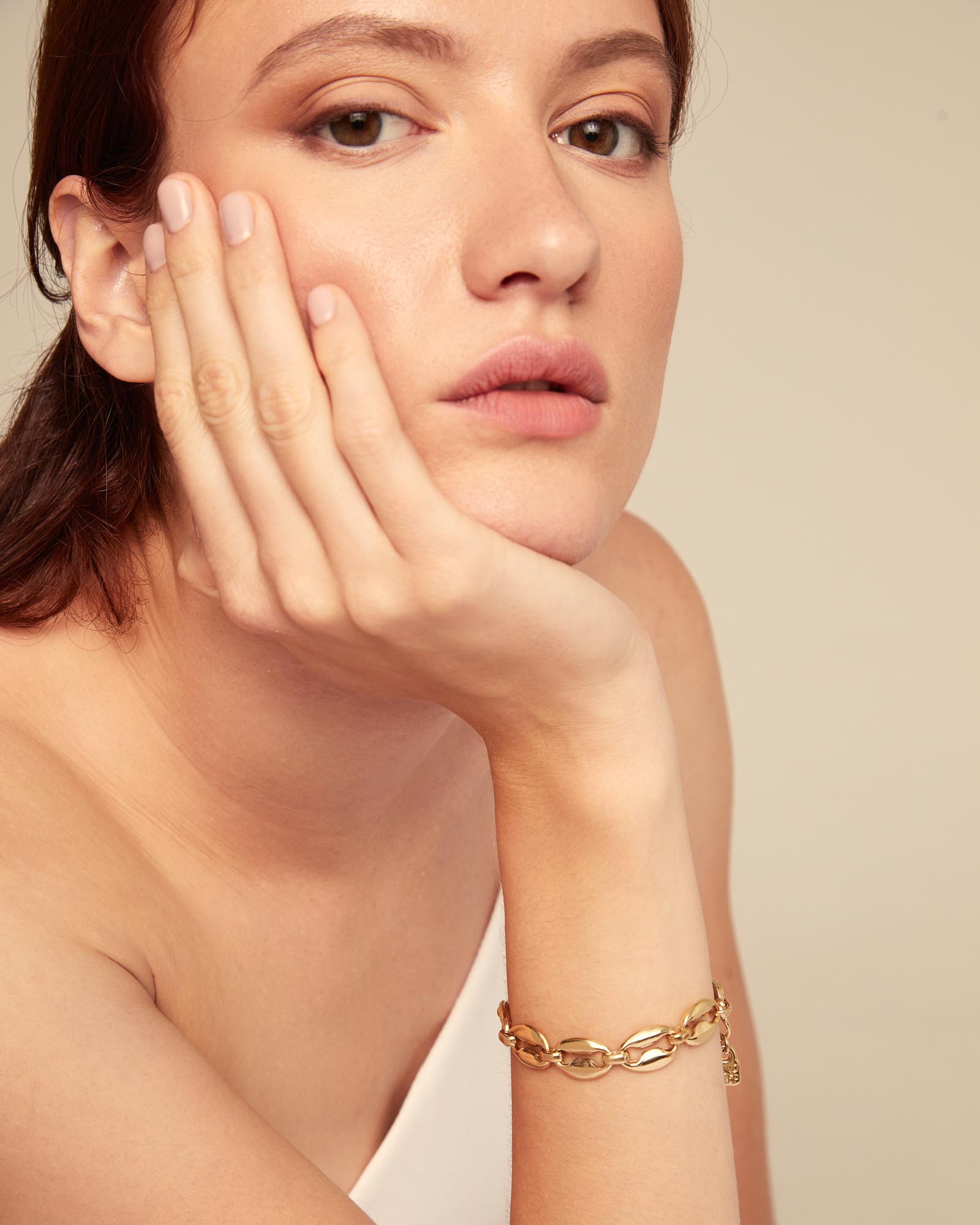 Small oval link chain bracelet, Golden, large thumbnail