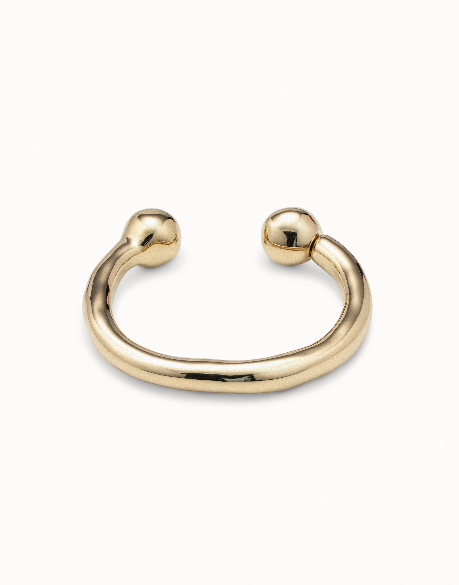 Bangle bracelet with double ball, Golden, large thumbnail