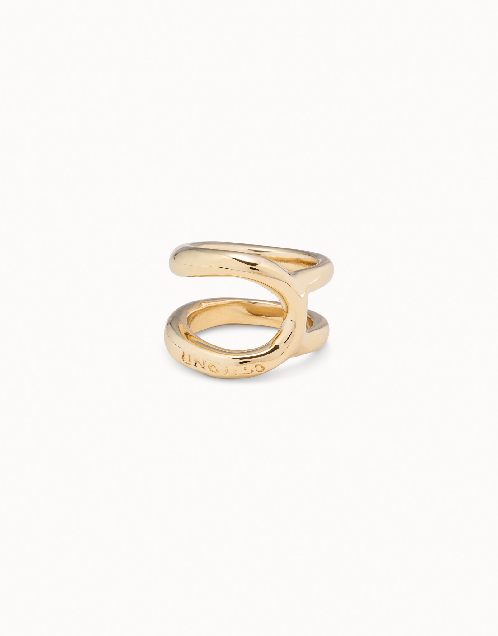 Double curved ring, Golden, large thumbnail