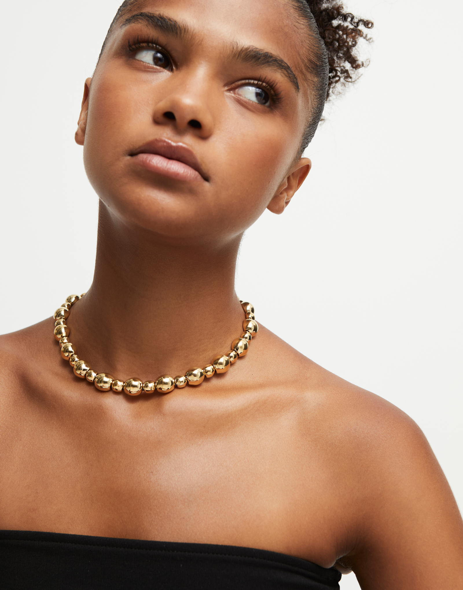 Beaded short necklace, Golden, large thumbnail