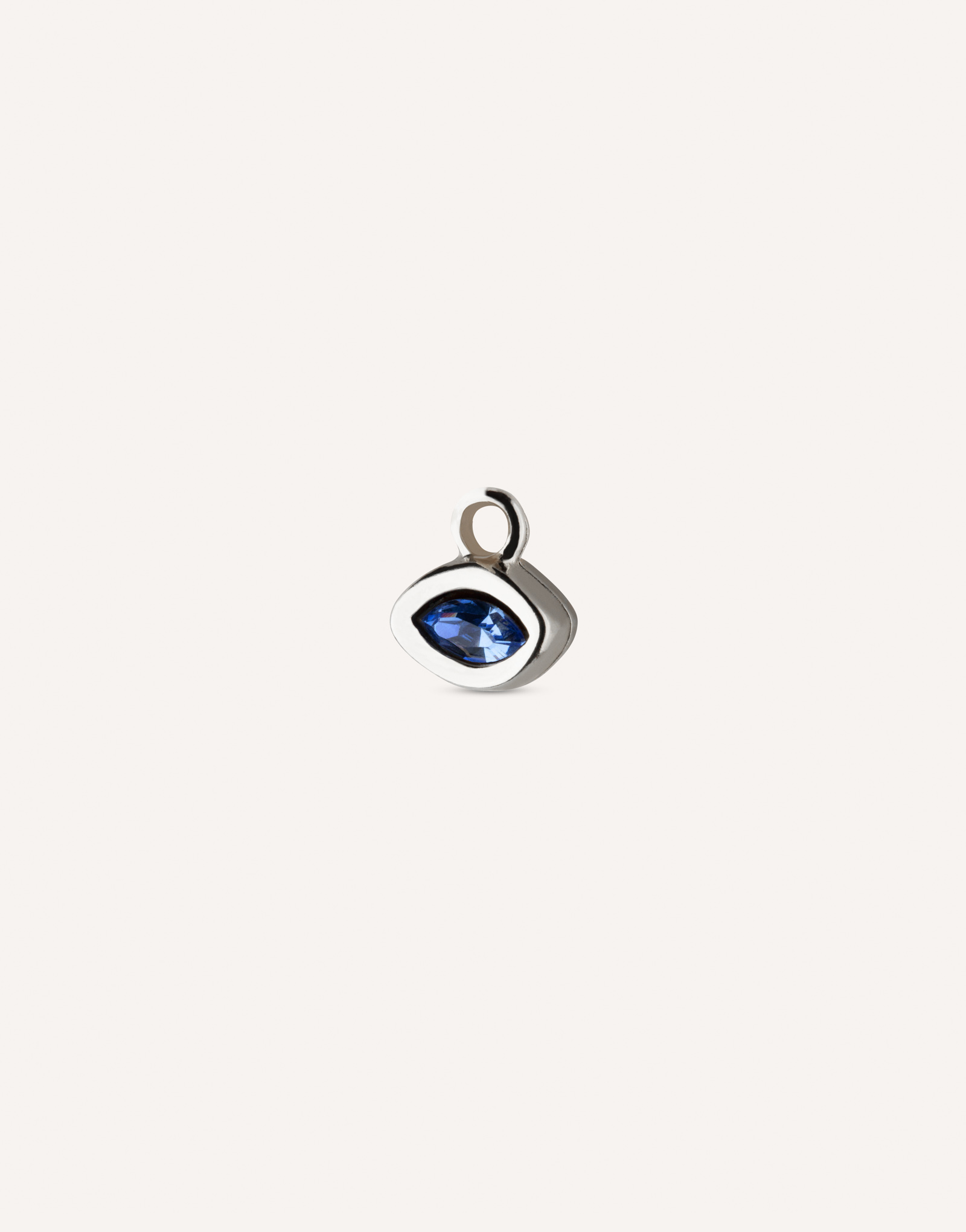 Single Hoop Charm With A Cristal, Silver, large thumbnail