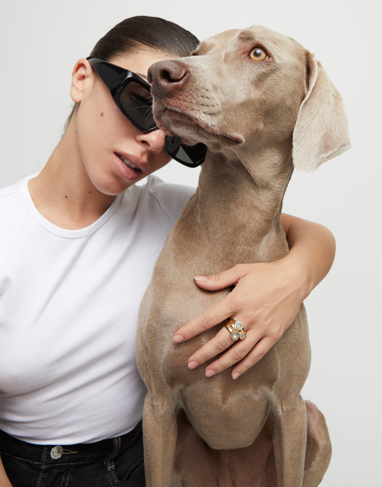 Ring with multicolor crystals, Golden, large thumbnail