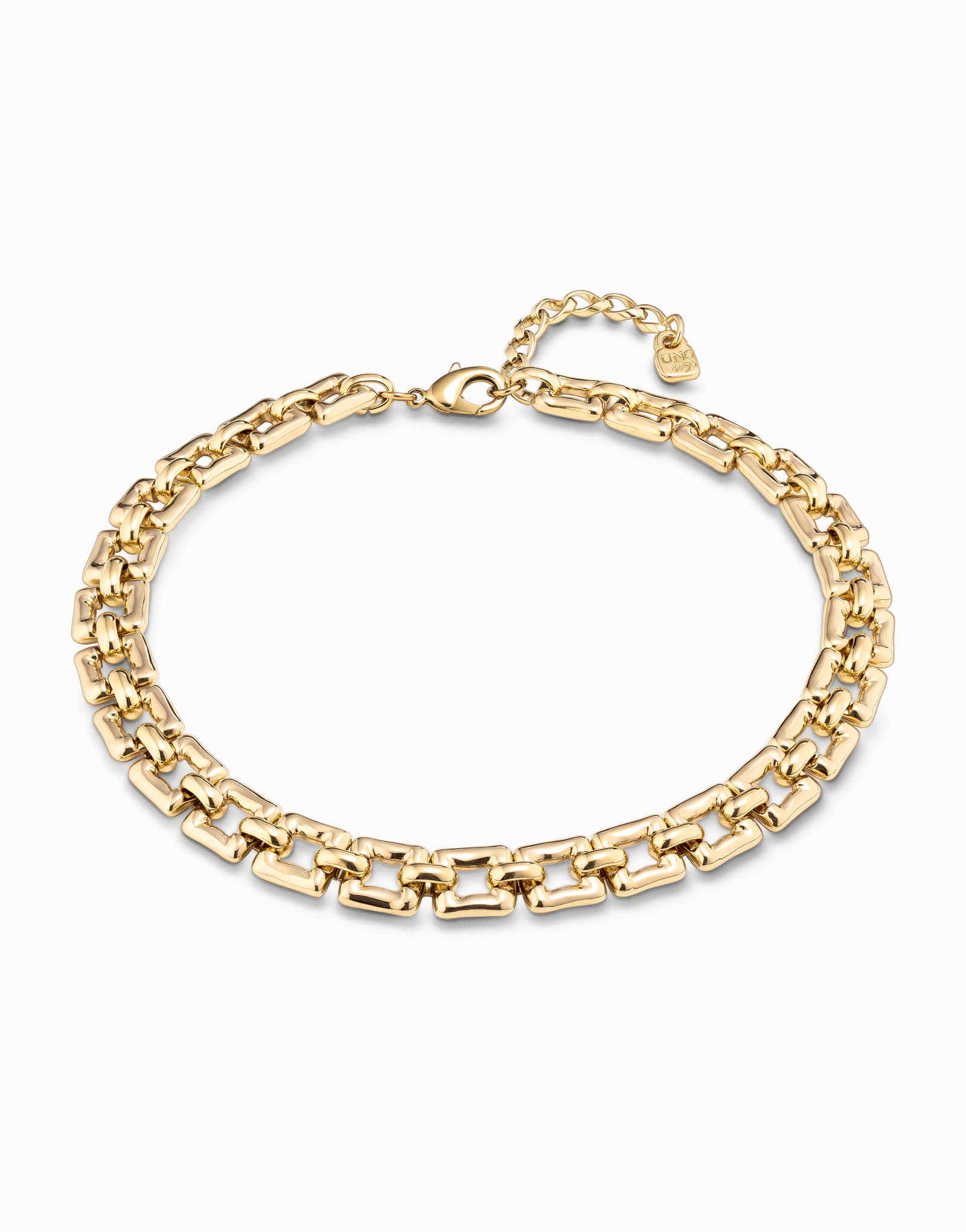 Short square link chain necklace, Golden, large thumbnail