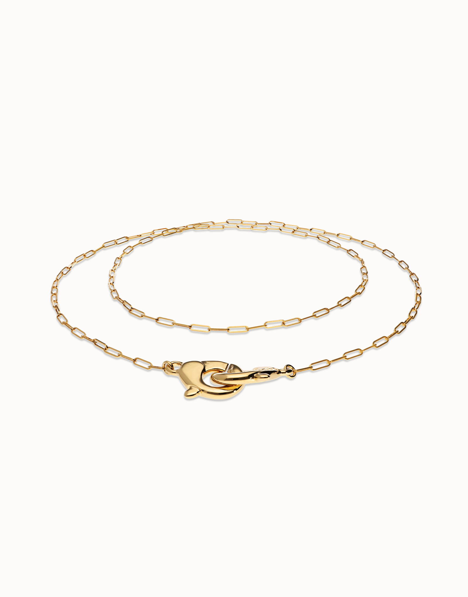 Long necklace with interlocking carabiner, Golden, large thumbnail