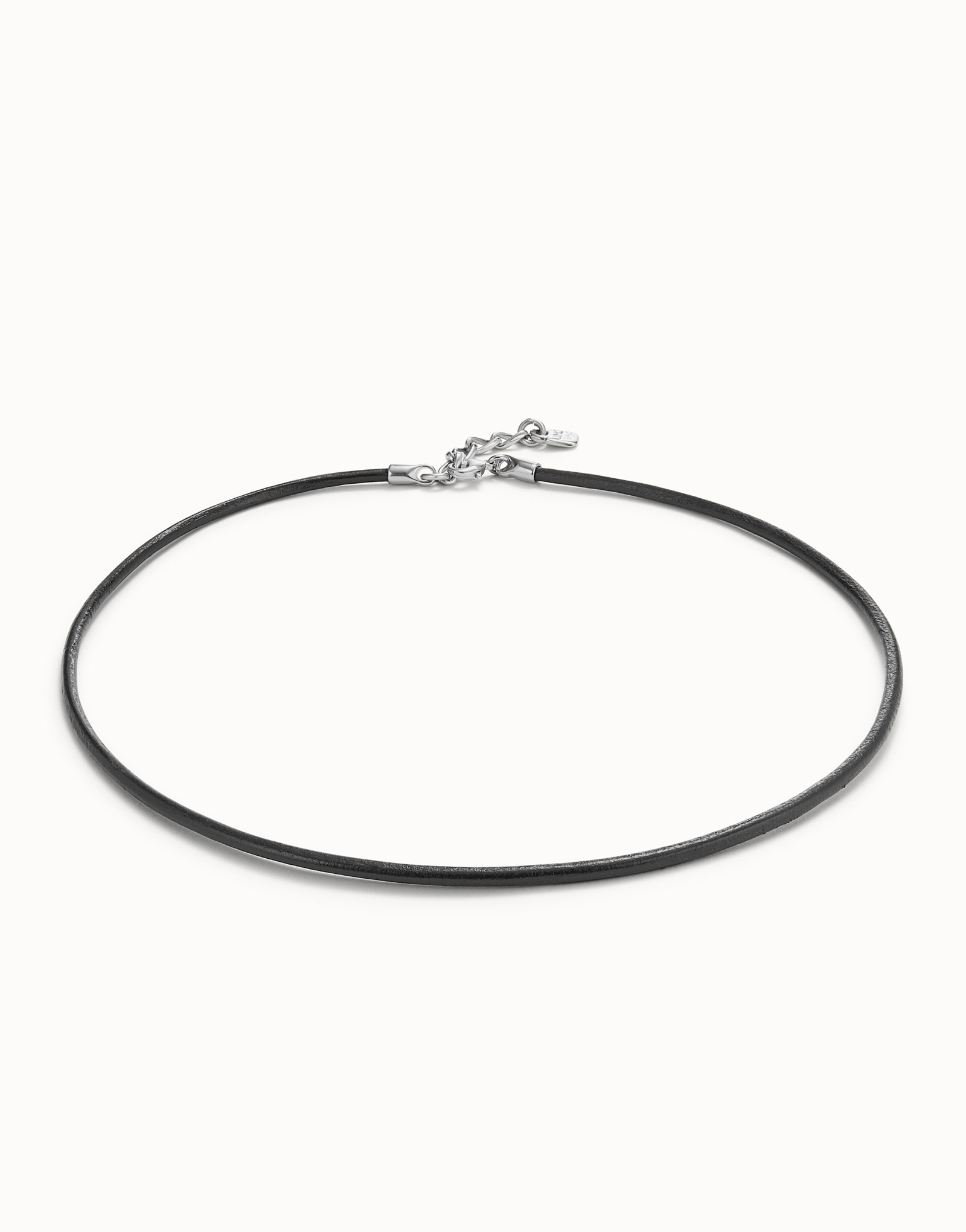 Short leather charm necklace, Silver, large thumbnail