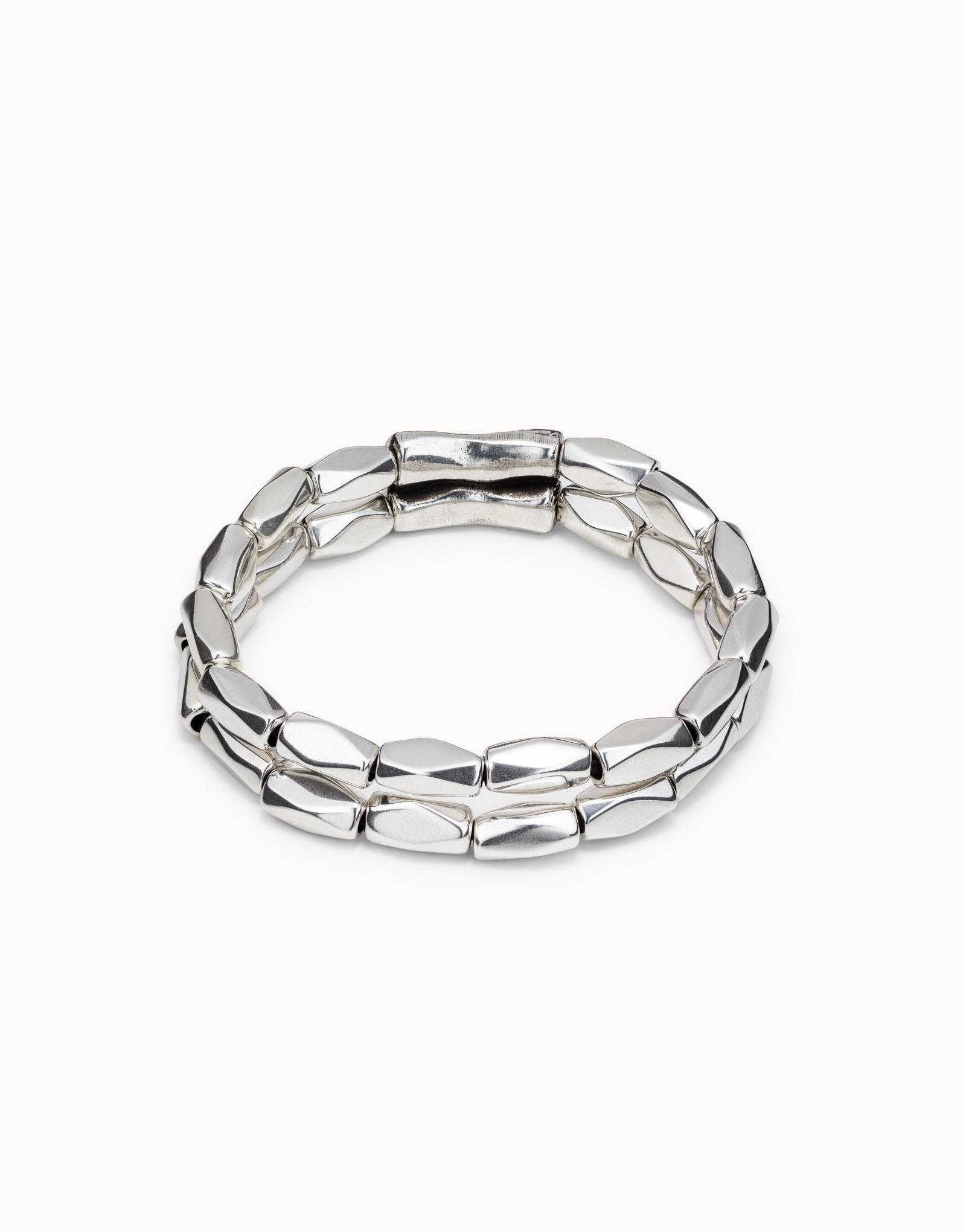 Double strand beaded stretch bracelet, Silver, large thumbnail