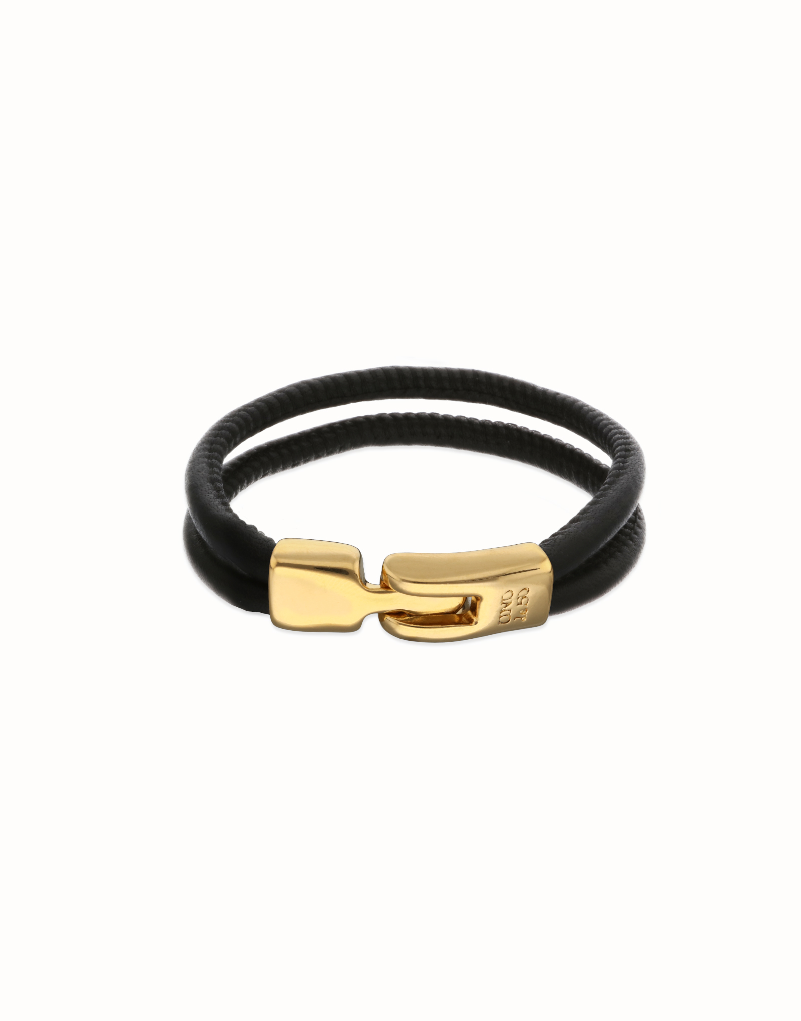 Leather bracelet with golden clasp, Golden, large thumbnail