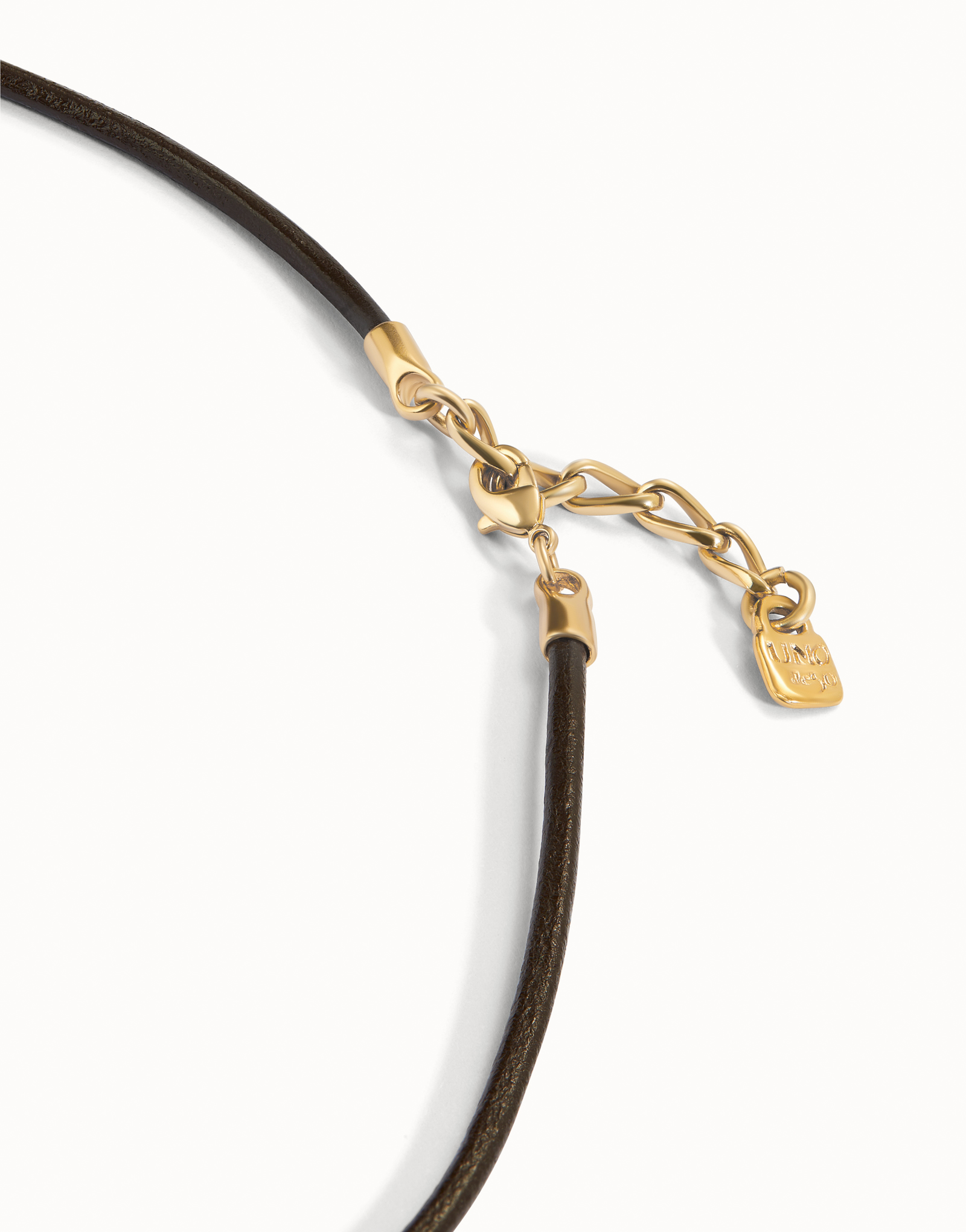 Short leather charm necklace, Golden, large thumbnail