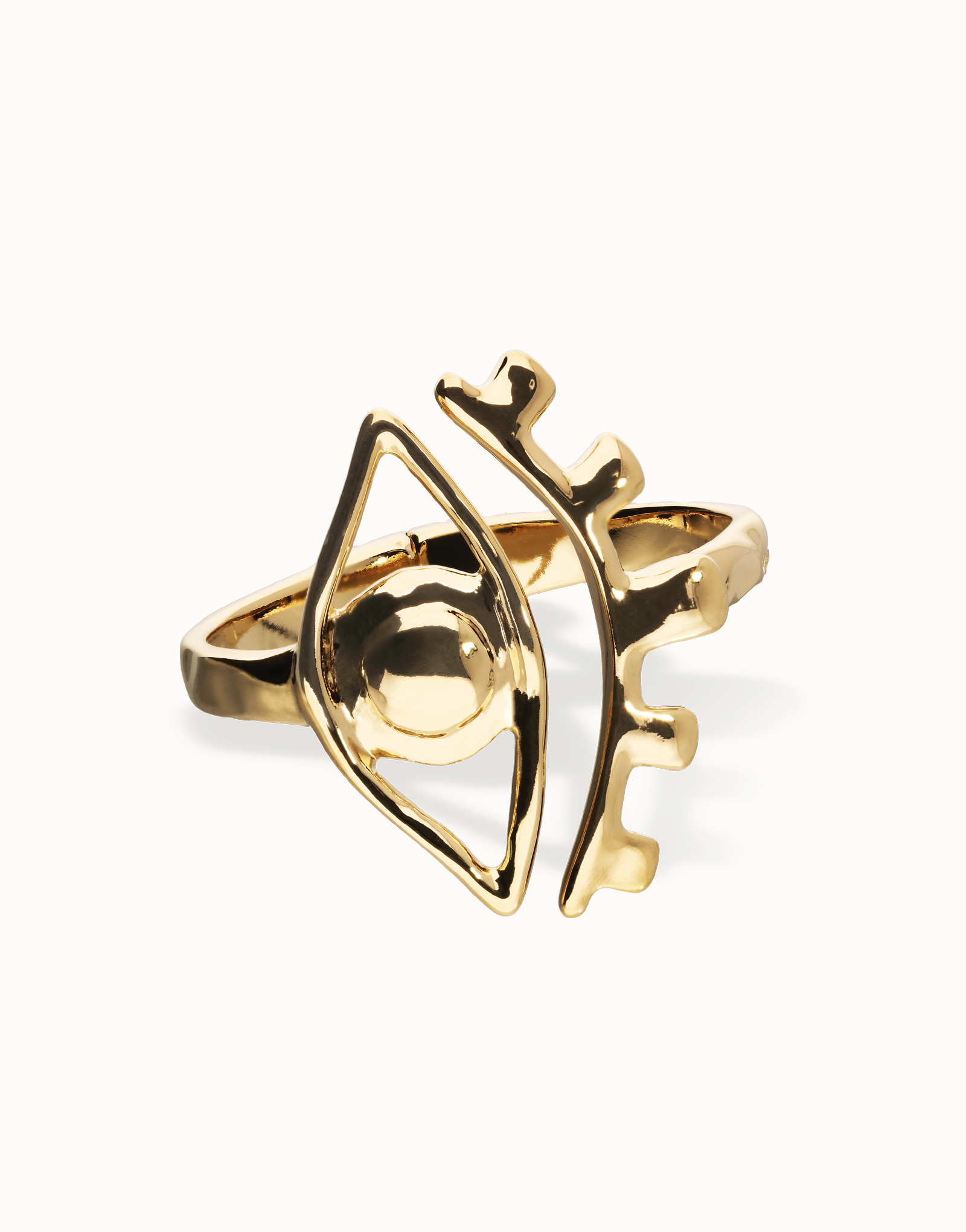 Bangle bracelet with a striking central eye, Golden, large thumbnail