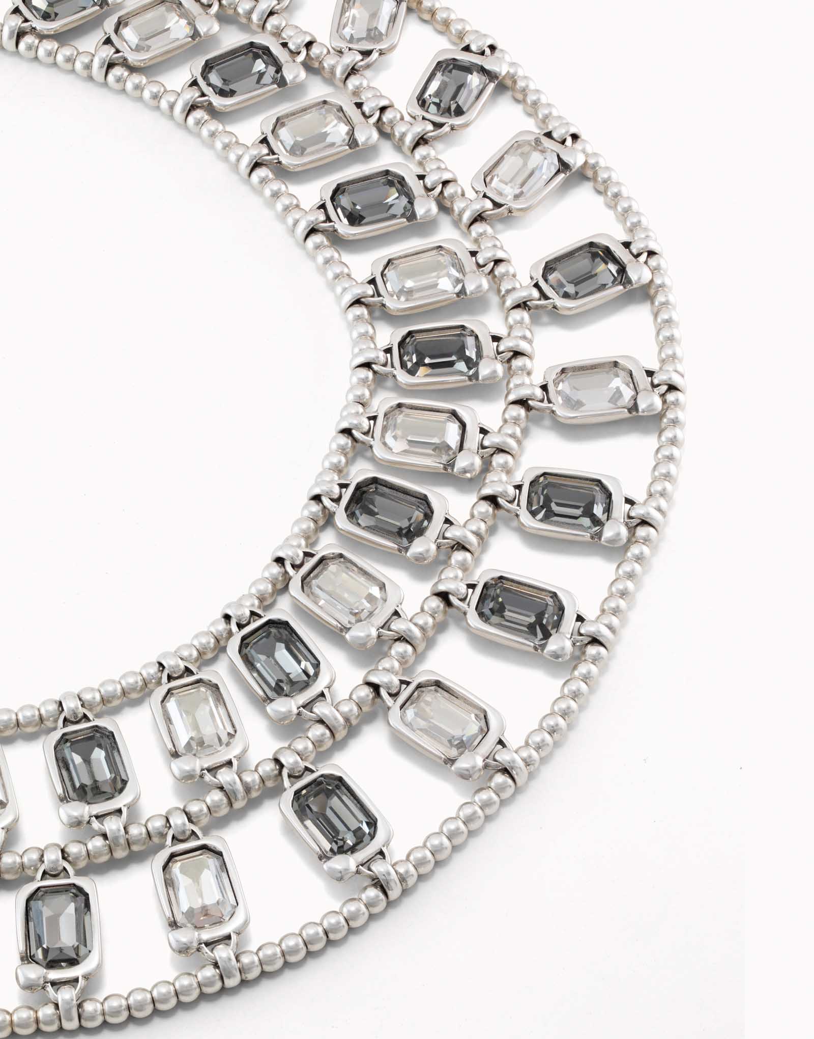 Short necklace with crystals, Silver, large thumbnail