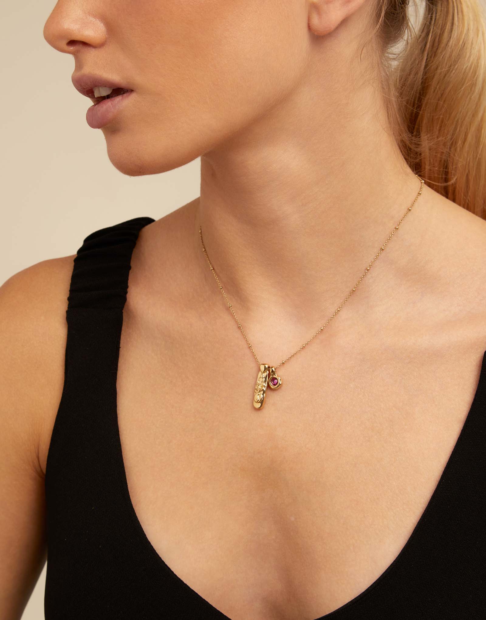 Necklace BuddhaGreen, Golden, large thumbnail