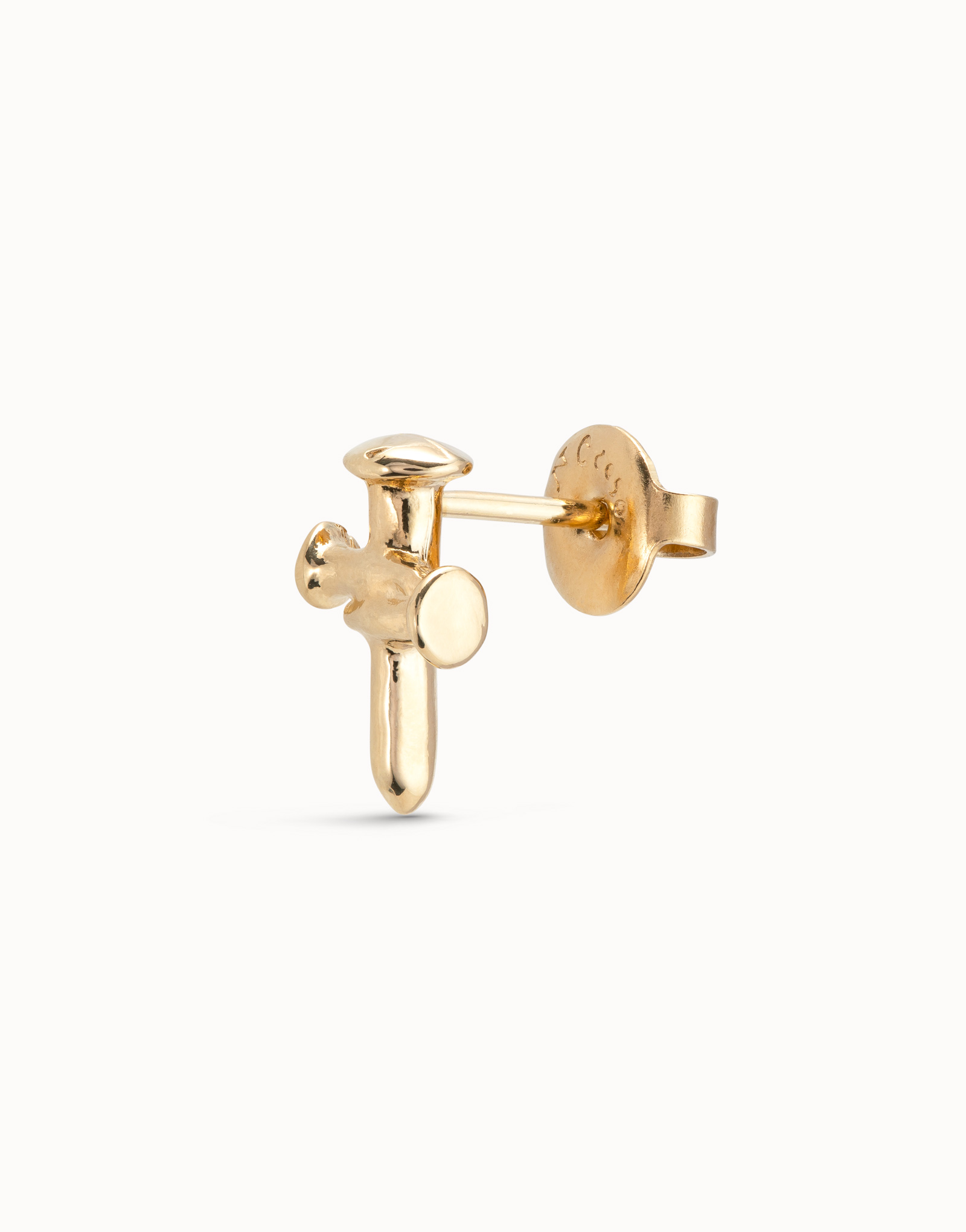 Cross Single Stud Earring, Golden, large thumbnail