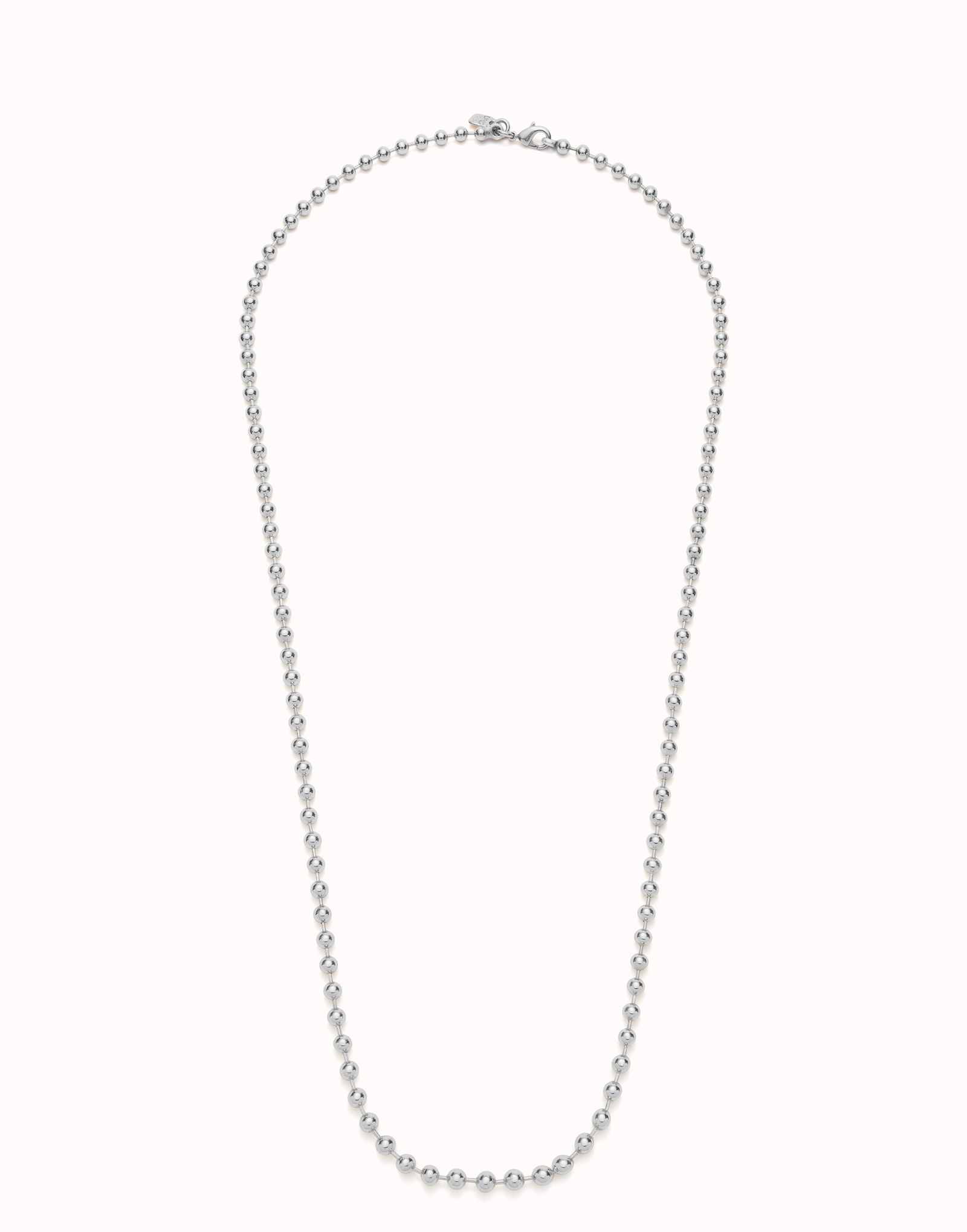 Long beaded chain charm necklace, Silver, large thumbnail