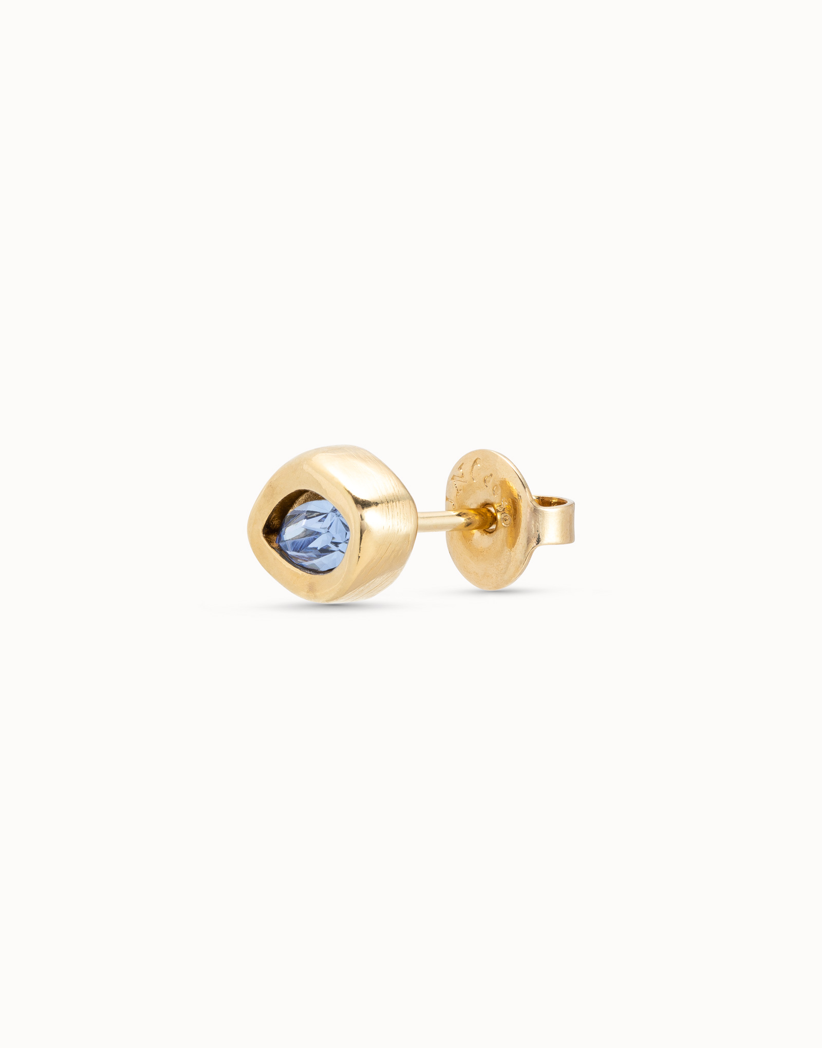 Single Stud Earring With Blue Stone, Golden, large thumbnail