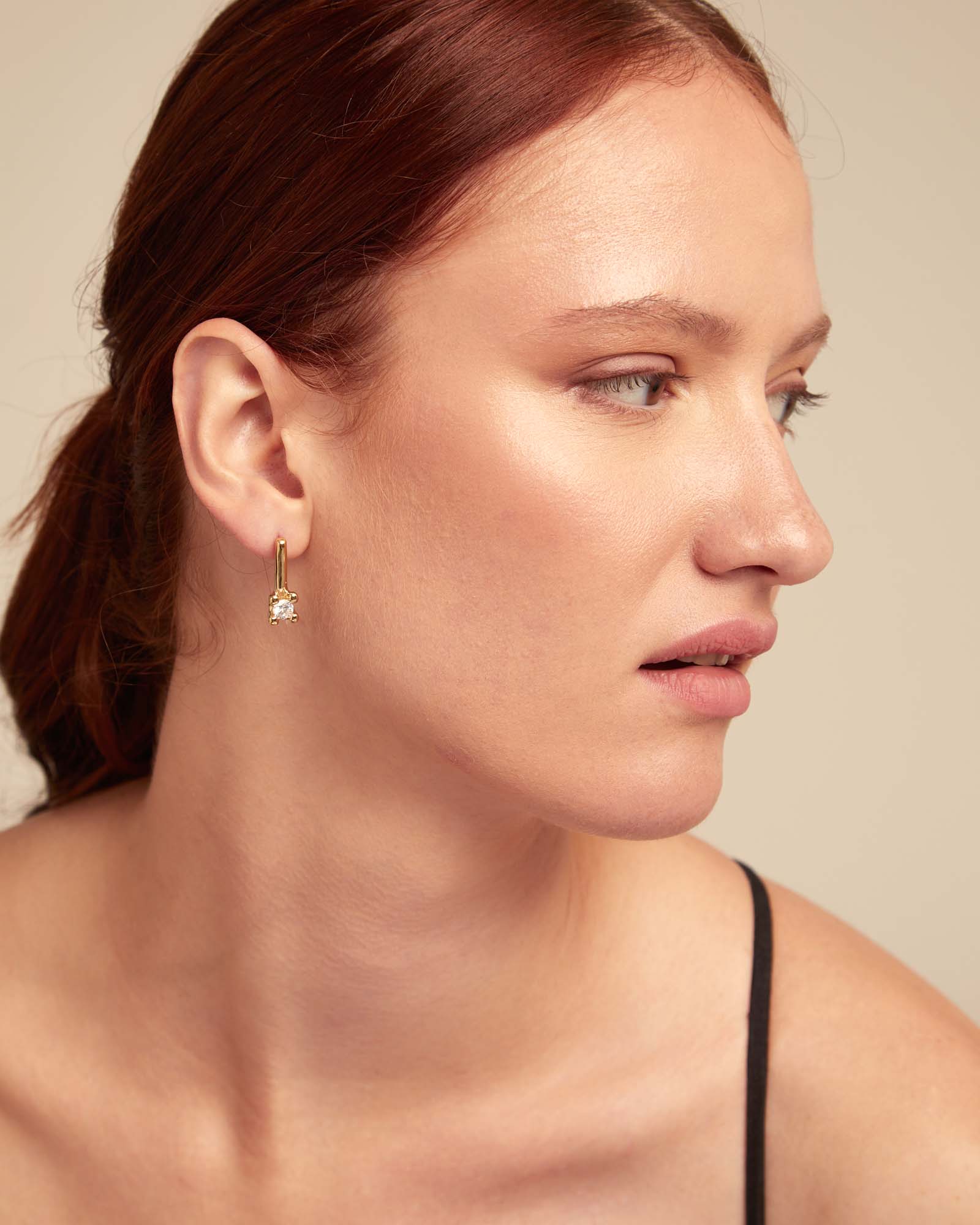 Drop earrings with blue cubic zirconia, Golden, large thumbnail