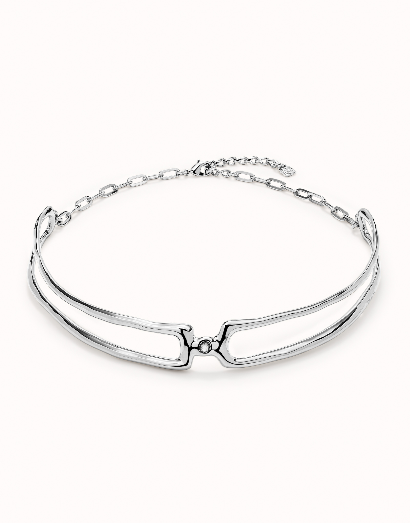 Choker necklace with white topaz, Silver, large thumbnail