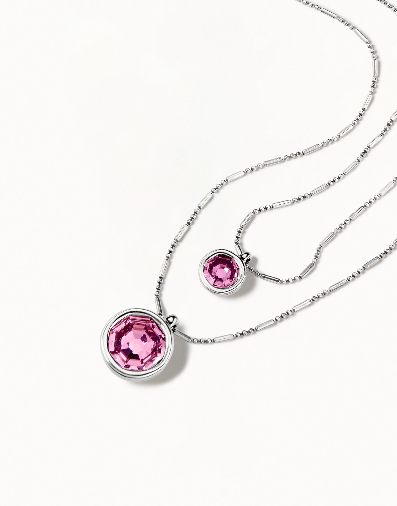 Multi strand long chain pendant necklace, Silver, large thumbnail