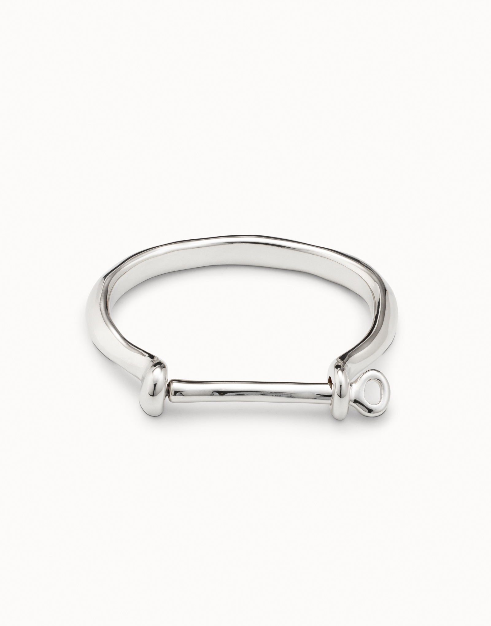 Bangle bracelet with a shackle shaped clasp, Silver, large thumbnail