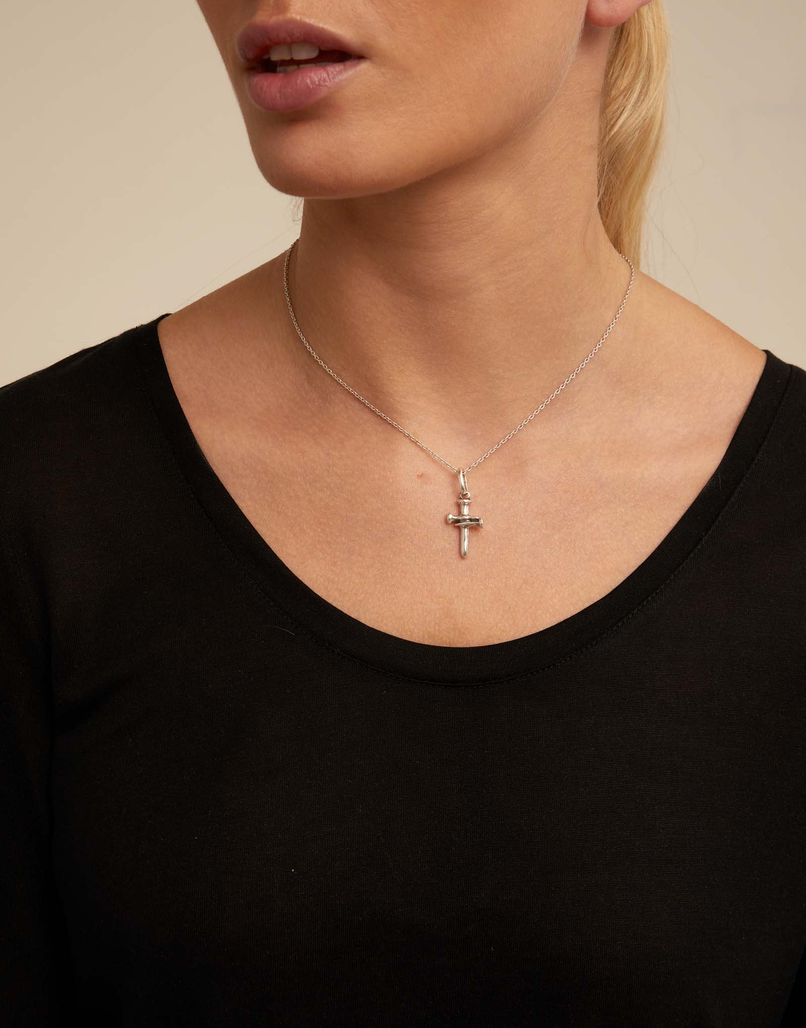 Collar corto bañado en plata de ley, Plateado, large thumbnail