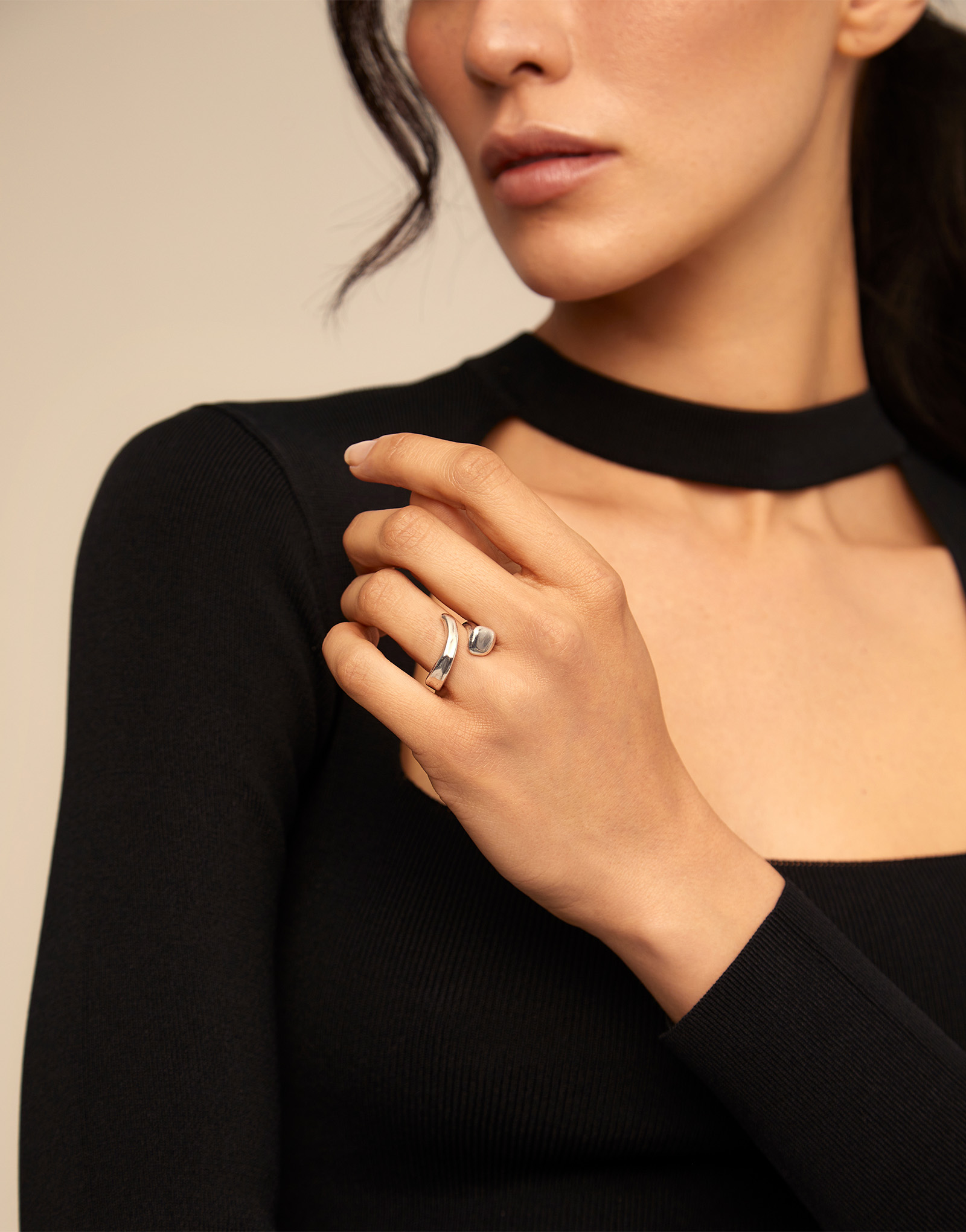 Nail shape ring, Silver, large thumbnail