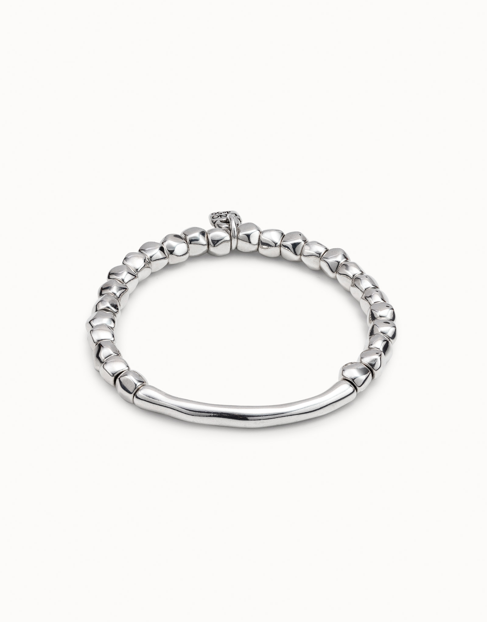 Sterling silver-plated bracelet with tubular piece, Silver, large thumbnail