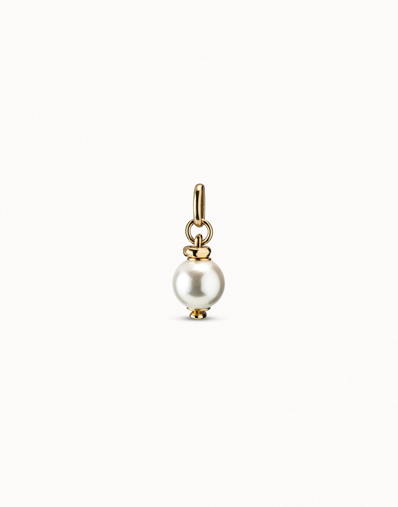 Charm with white pearl, Golden, large thumbnail