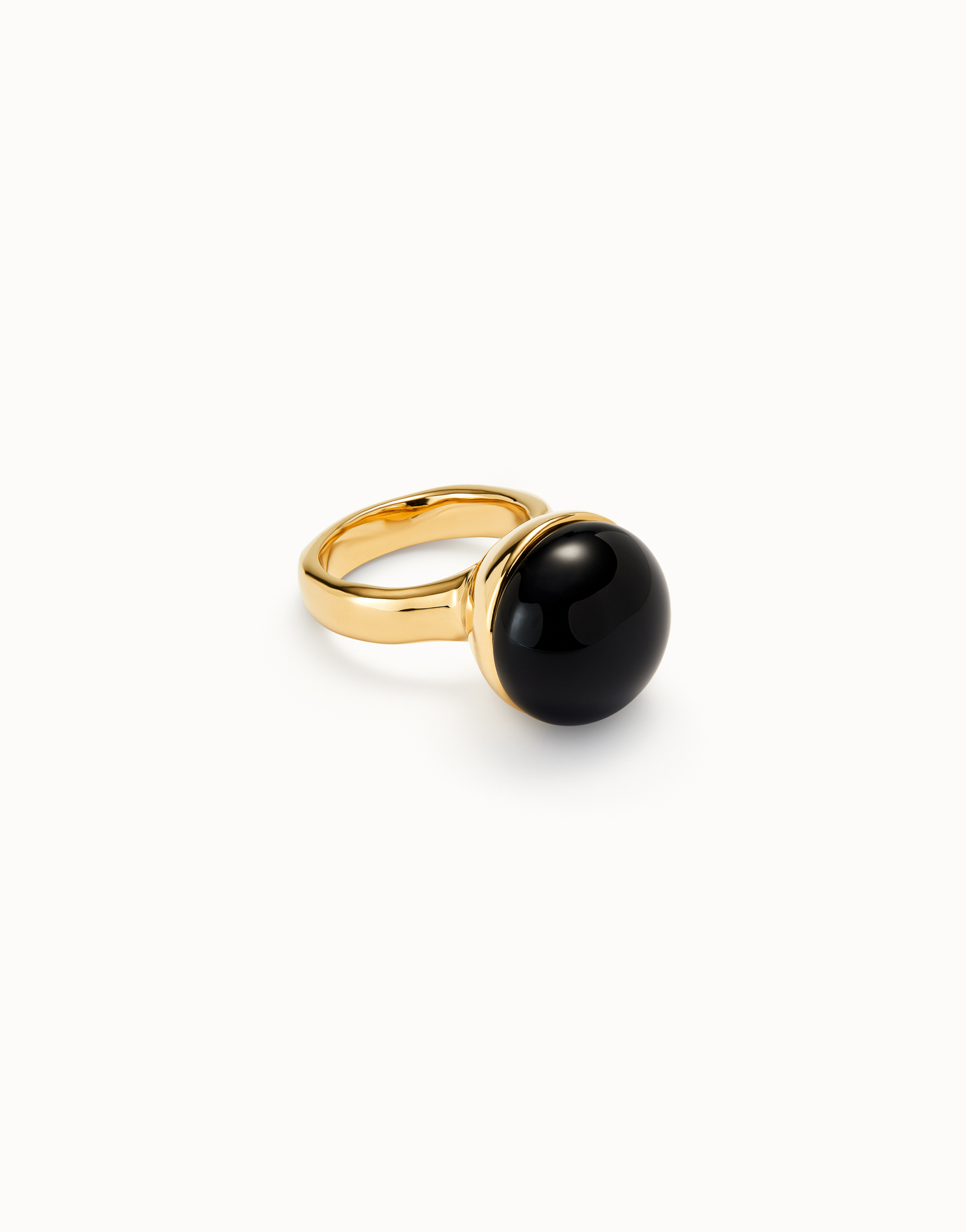Ring with black murano glass, Golden, large thumbnail