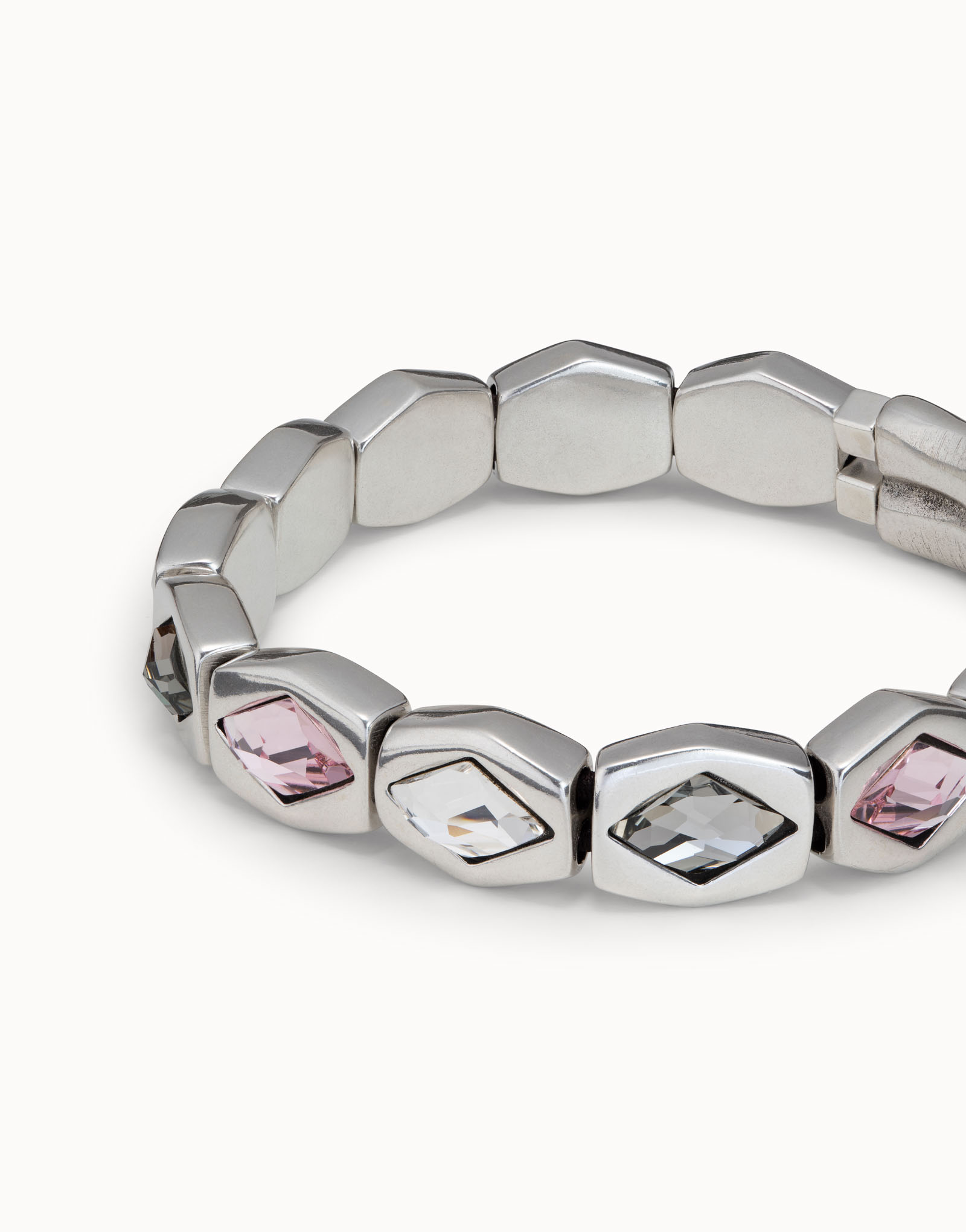 Beaded stretch bracelet with hexagonal  beads, , large thumbnail