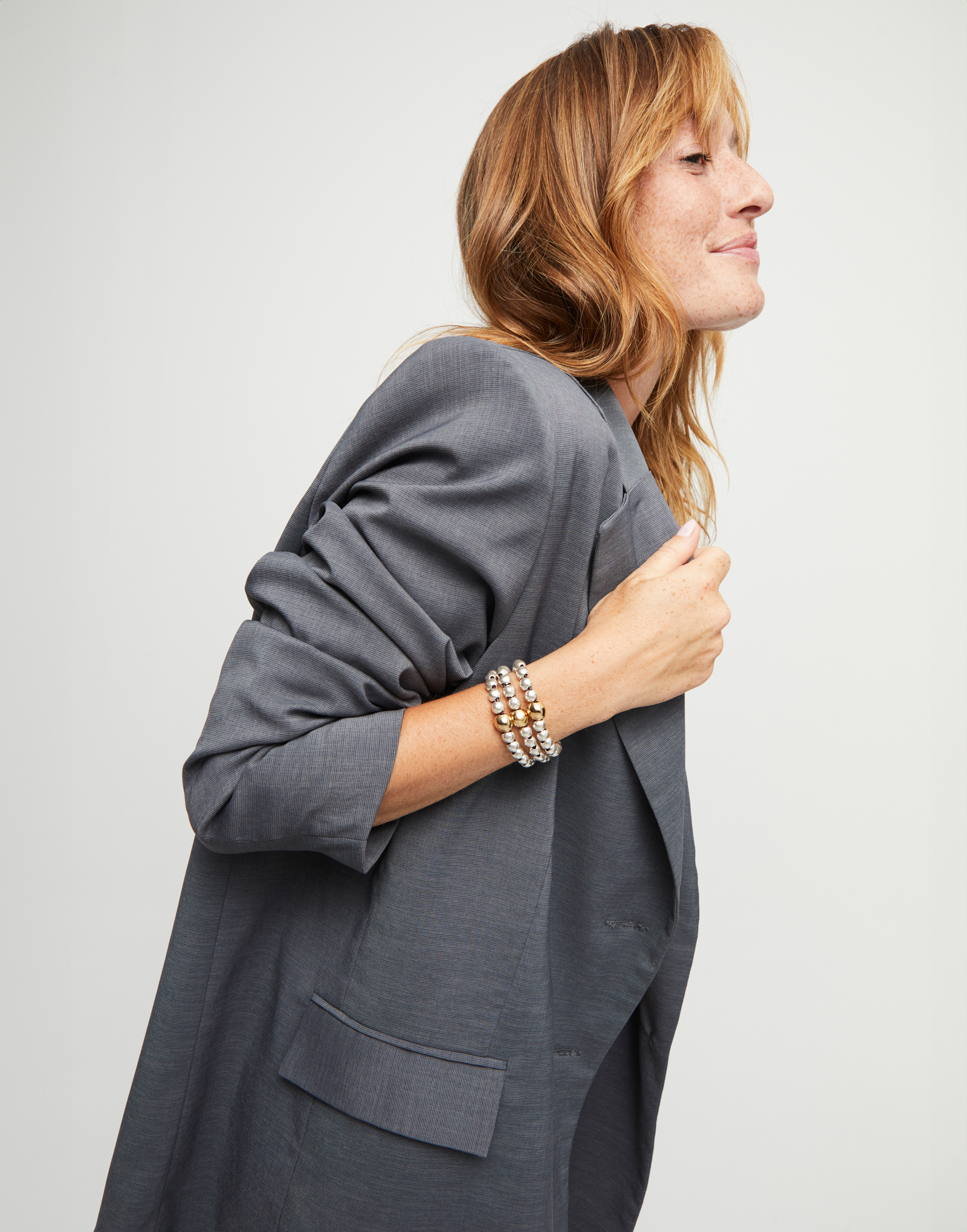 Three strand beaded leather bracelet, Golden, large thumbnail