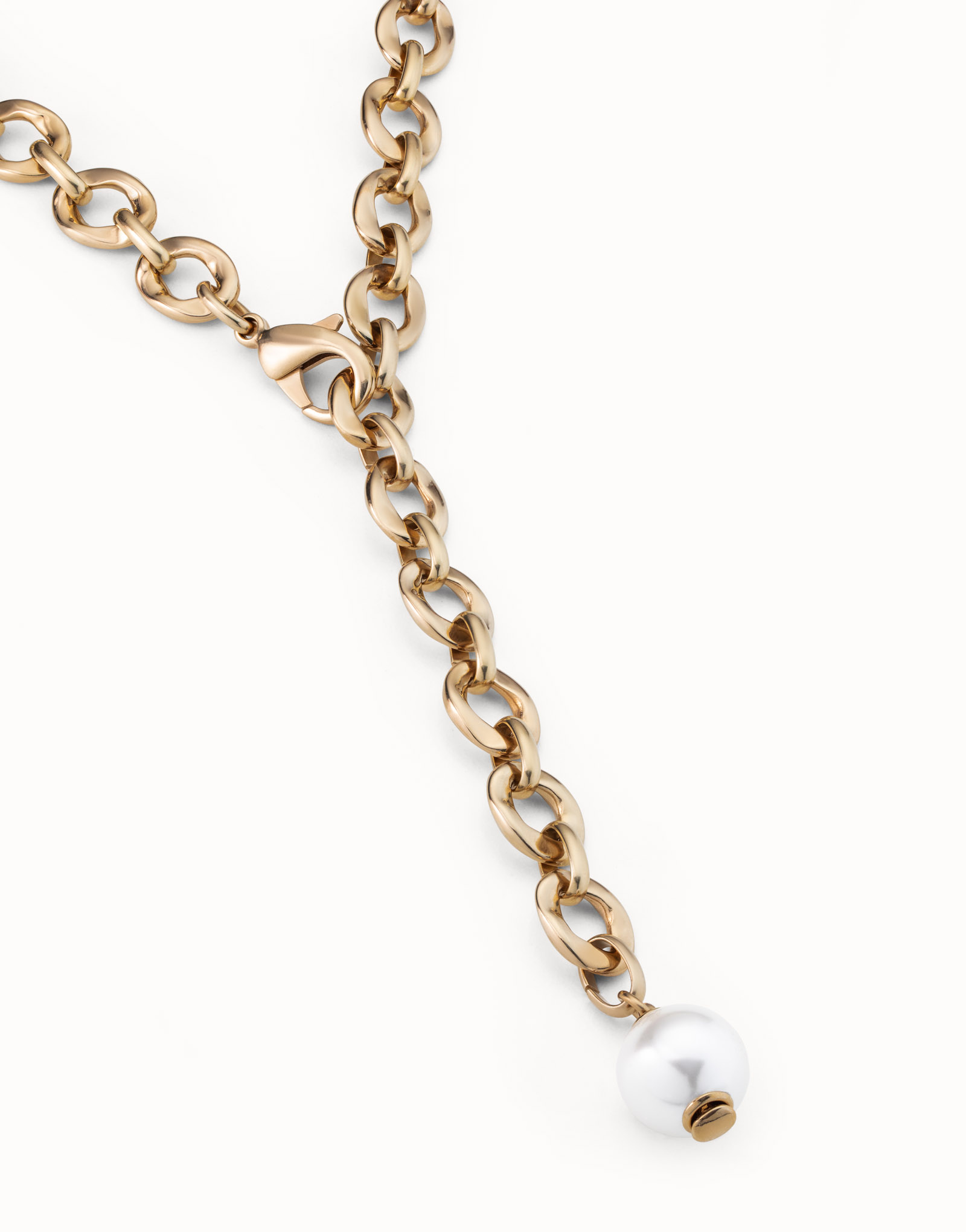 Long adjustable link chain necklace, Golden, large thumbnail