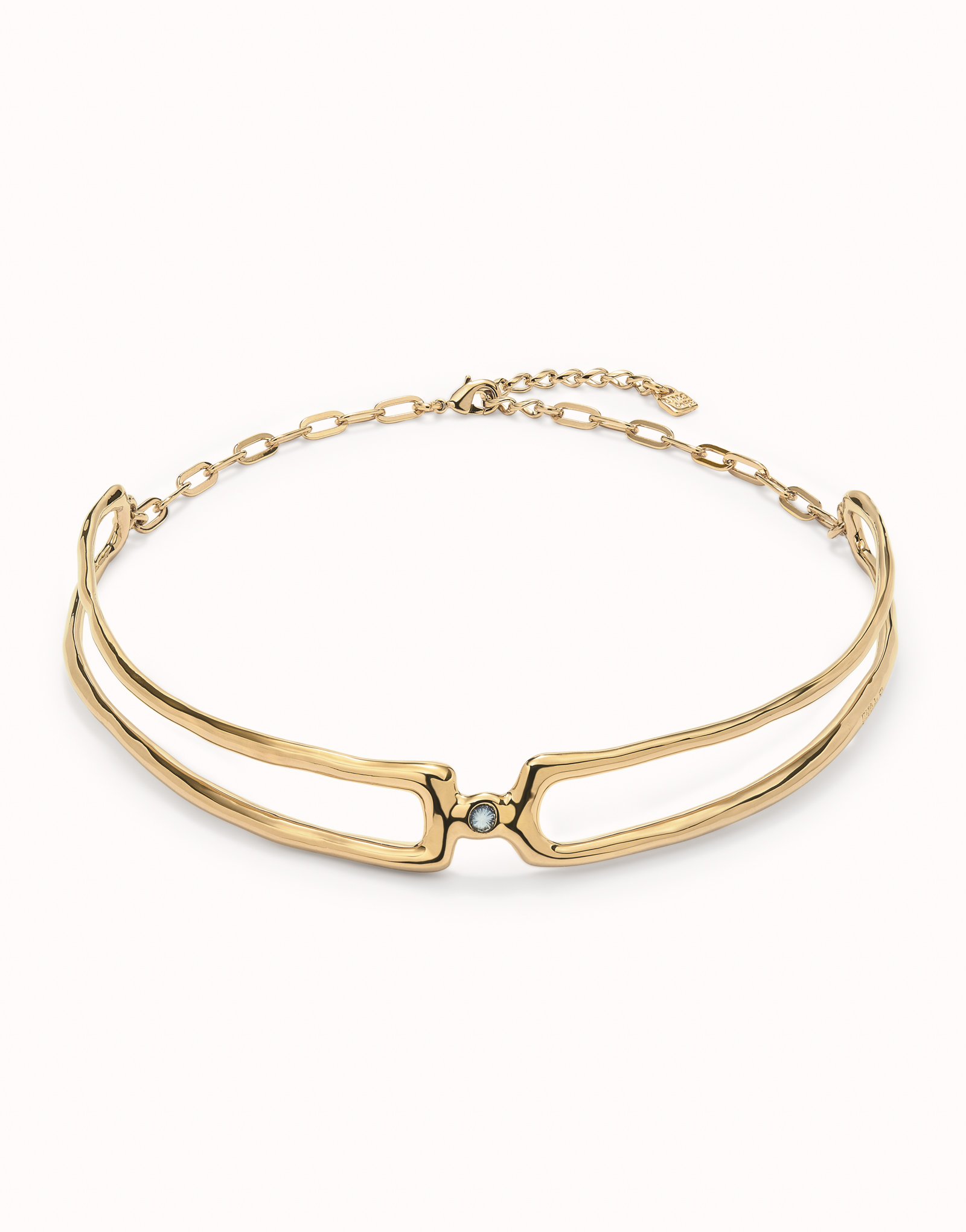 Choker necklace with white topaz, Golden, large thumbnail