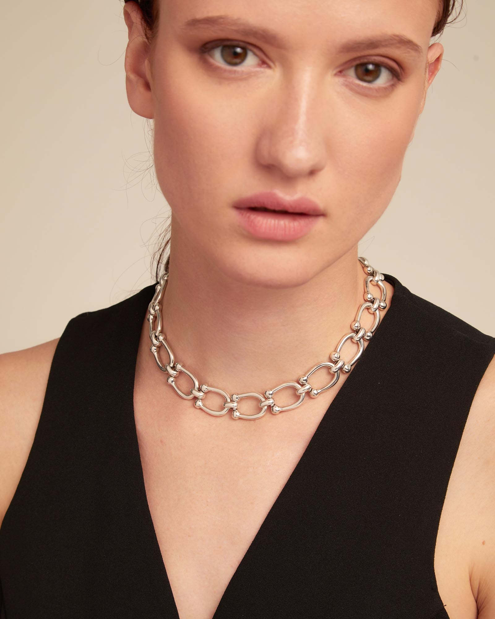 Short link chain necklace, Silver, large thumbnail