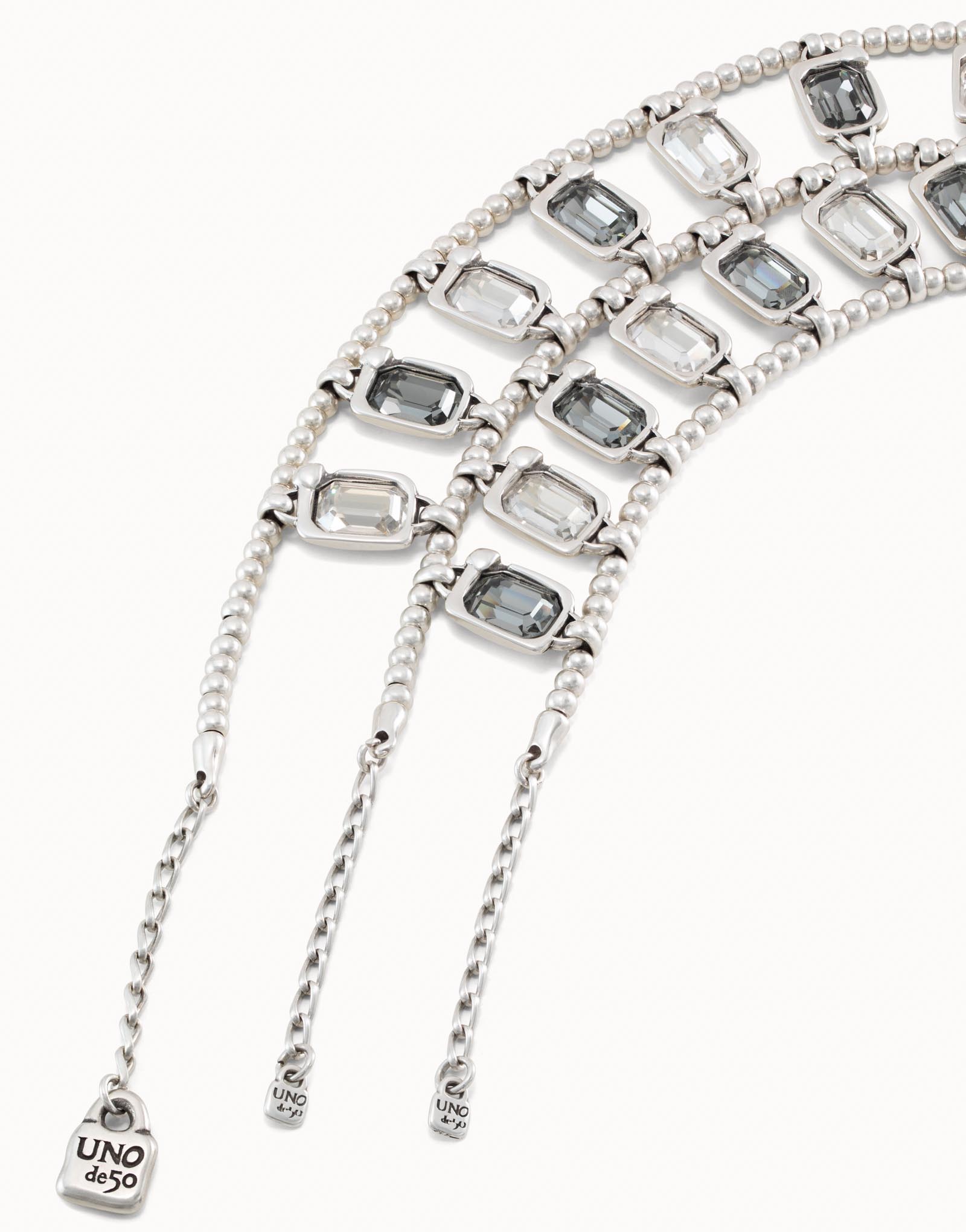 Short necklace with crystals, Silver, large thumbnail