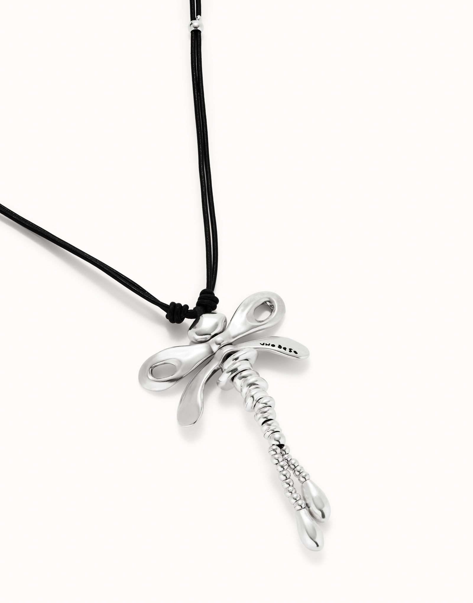 Long pendant necklace with a dragonfly, Silver, large thumbnail