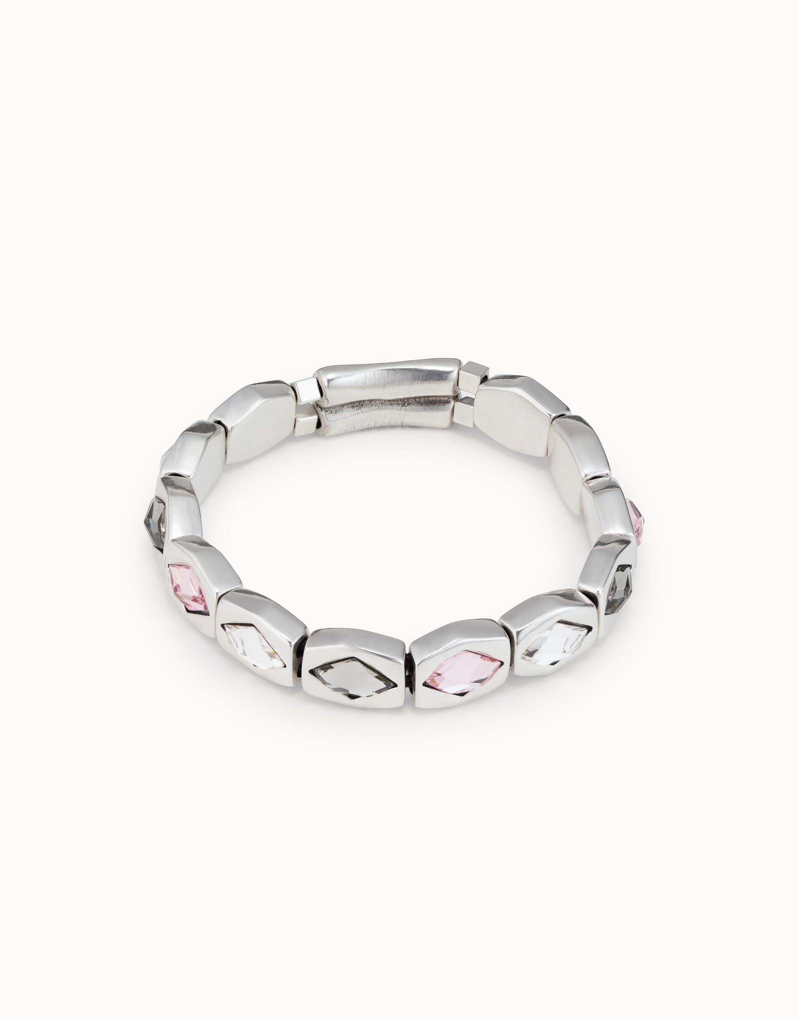 Beaded stretch bracelet with hexagonal  beads, , large thumbnail