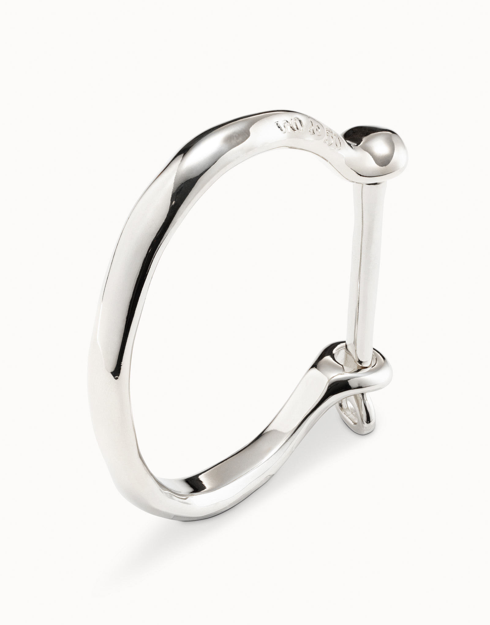 Bangle bracelet with a shackle shaped clasp, Silver, large thumbnail