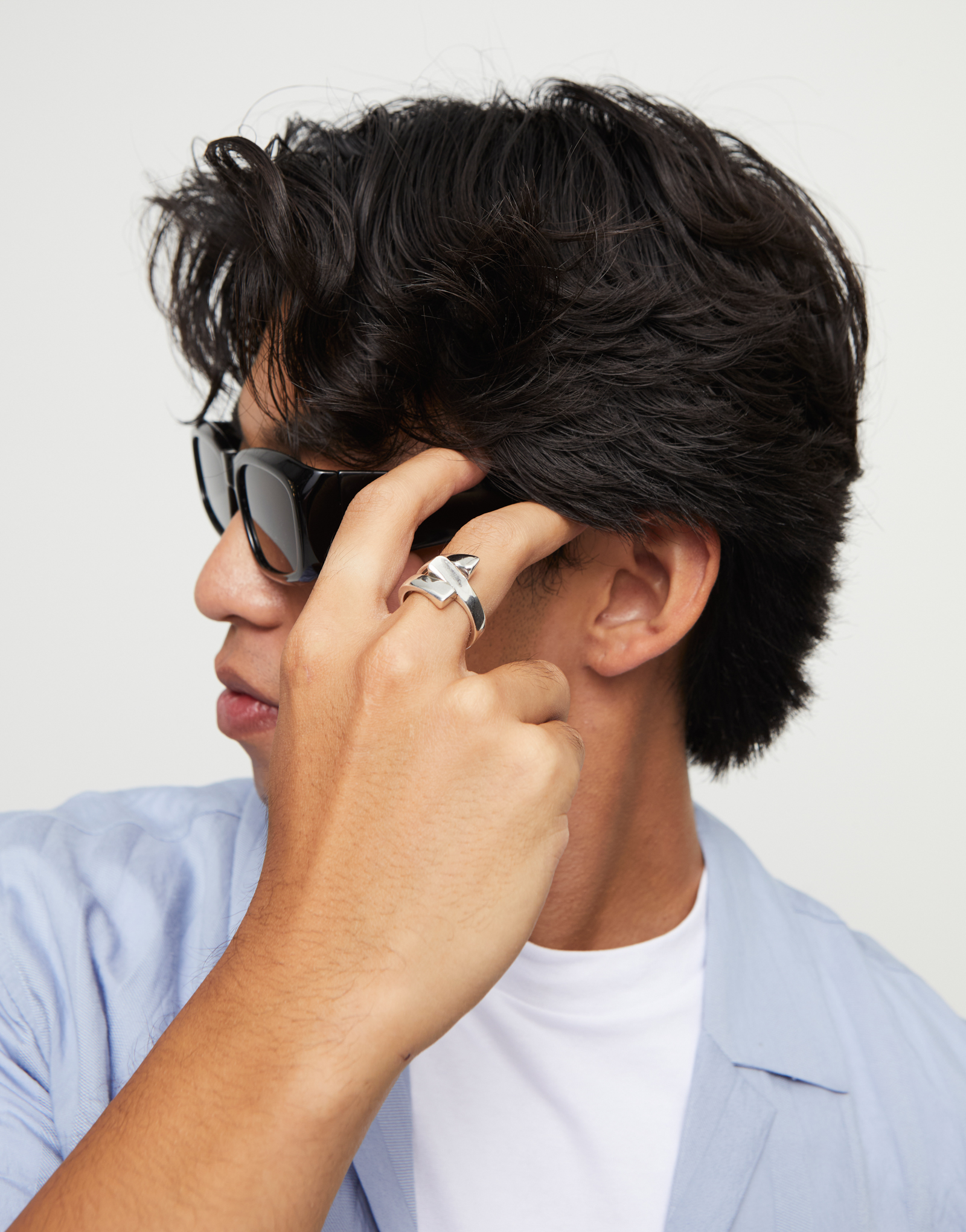 Cross link ring, Silver, large thumbnail