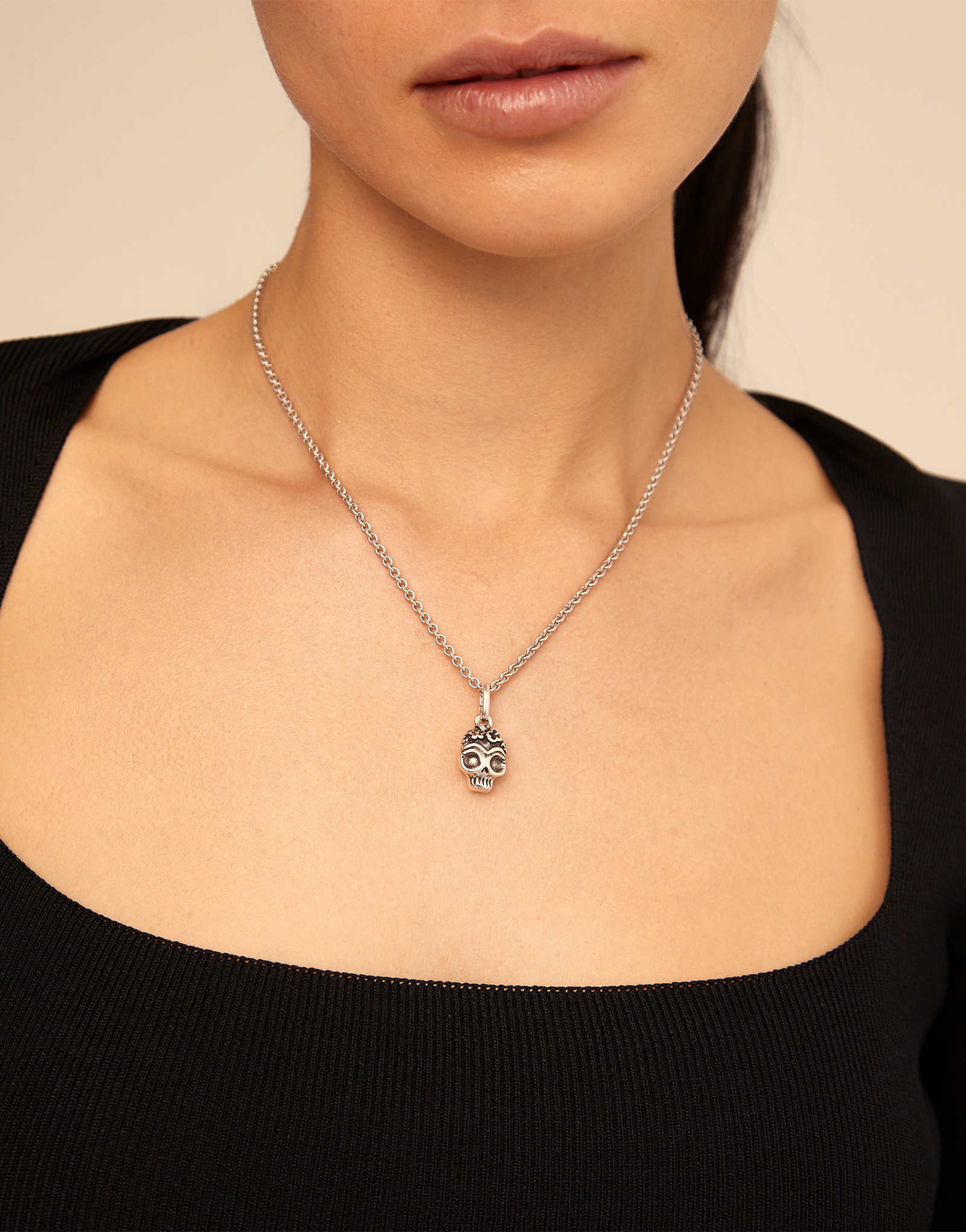 Skull Charm, Silver, large thumbnail